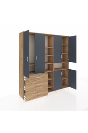 Hyperion Dolap 13 Raflı 3 Çekmeceli 6 Kapaklı 220x44x243 - S553M039V27B