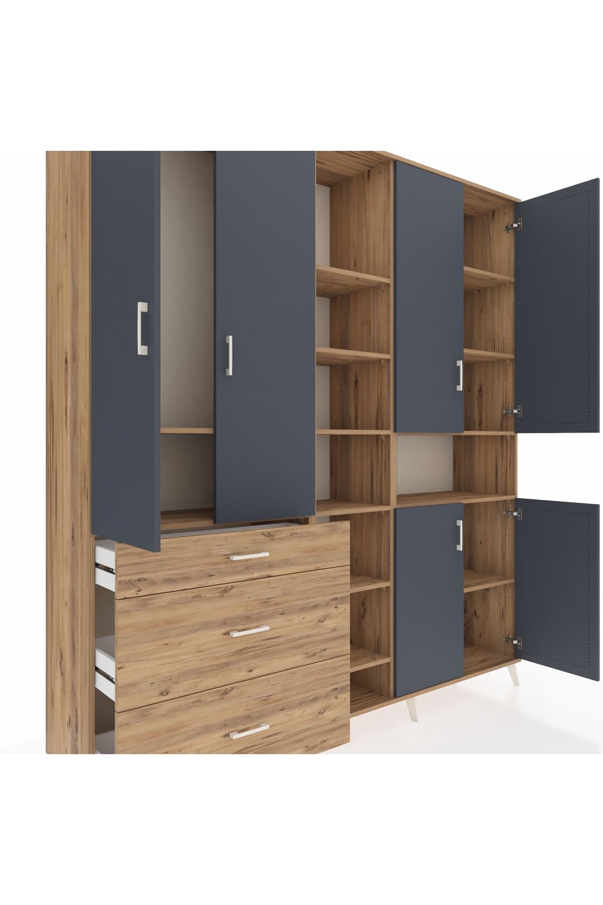 Hyperion Dolap 13 Raflı 3 Çekmeceli 6 Kapaklı 220x44x243 - S553M039V27B