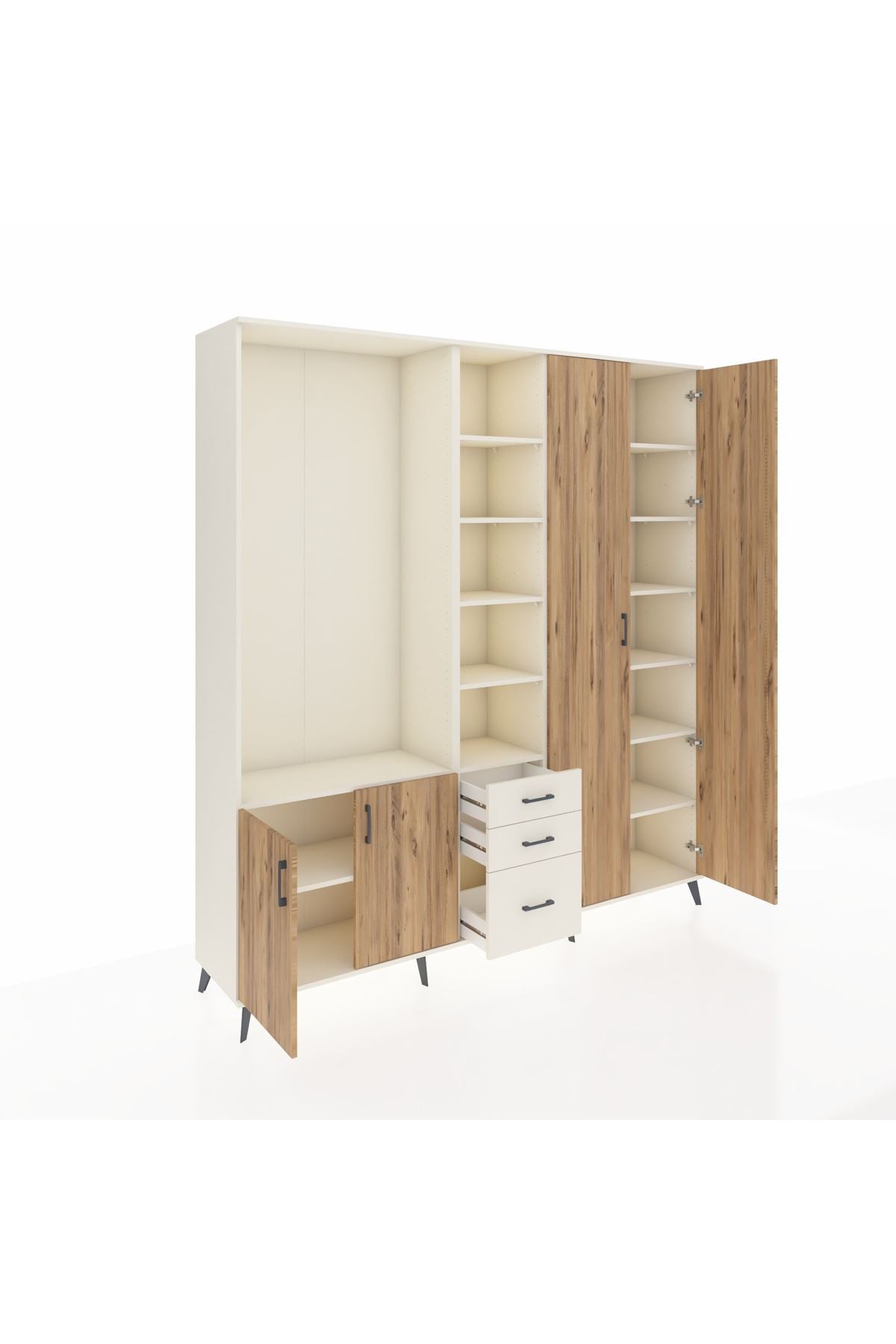 Hyperion Dolap 13 Raflı 3 Çekmeceli 4 Kapaklı 220x44x243 - S553M040V01B