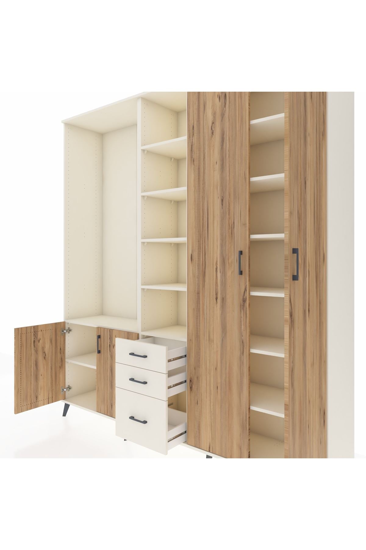 Hyperion Dolap 13 Raflı 3 Çekmeceli 4 Kapaklı 220x44x243 - S553M040V01B