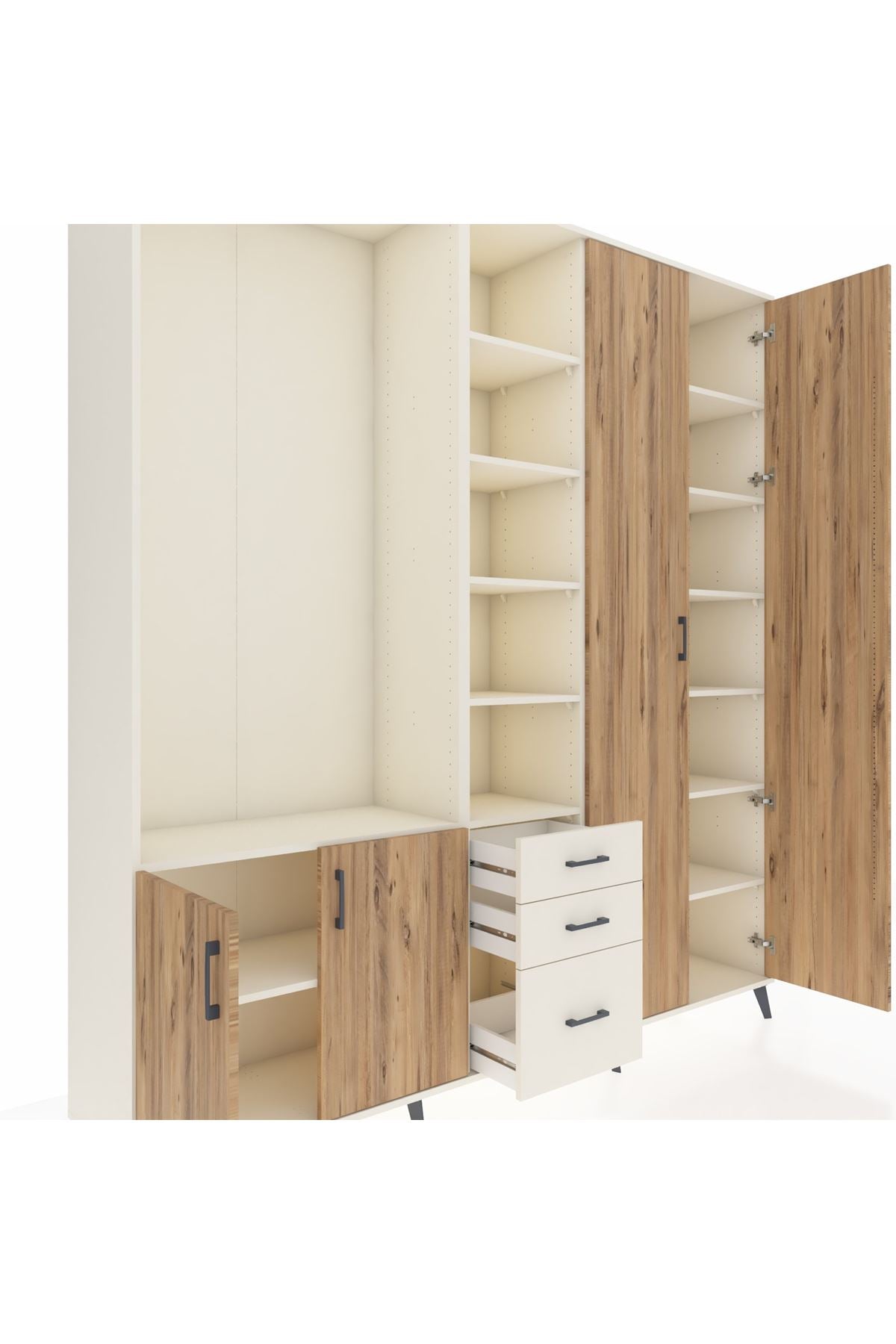 Hyperion Dolap 13 Raflı 3 Çekmeceli 4 Kapaklı 220x44x243 - S553M040V01B