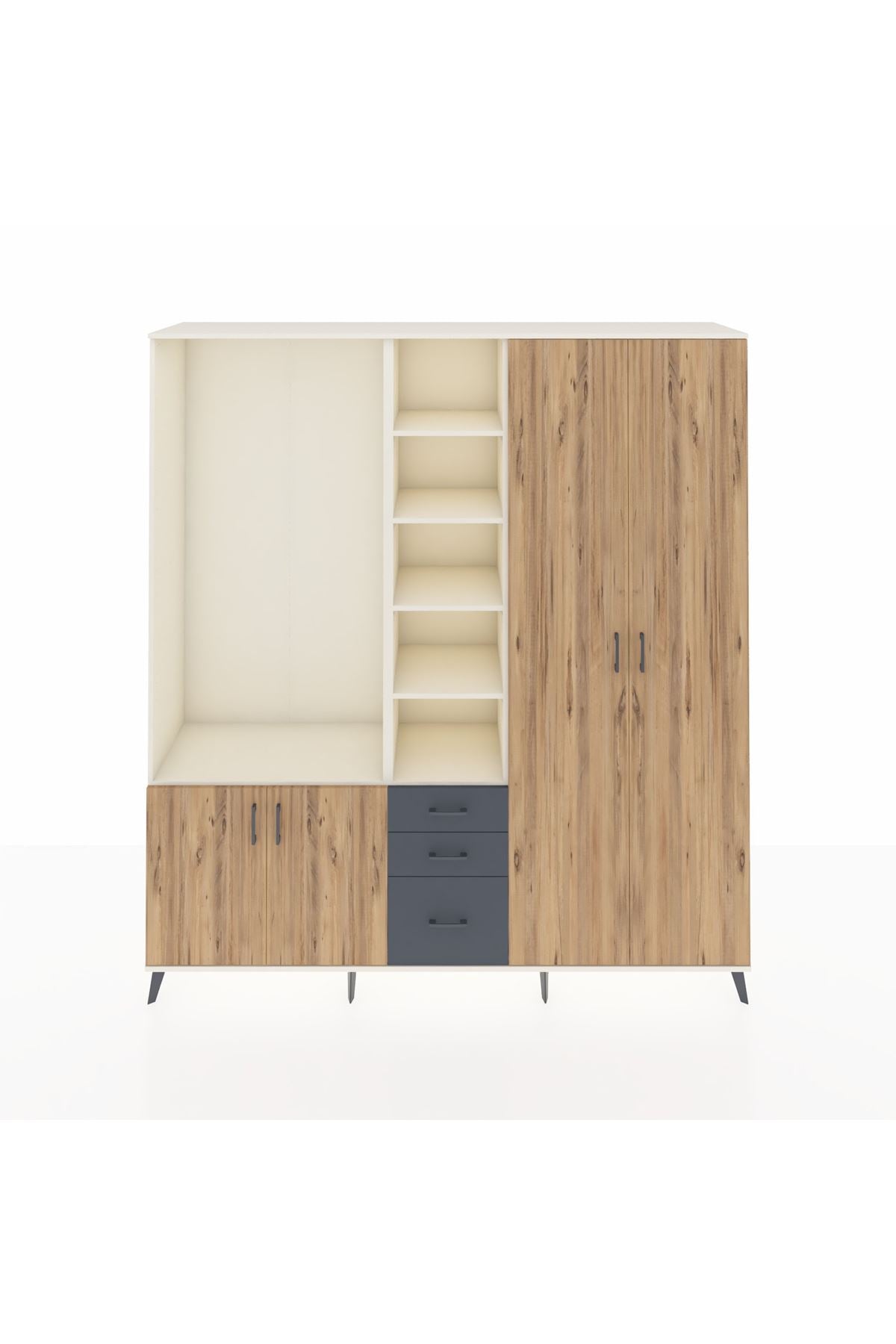 Hyperion Dolap 13 Raflı 3 Çekmeceli 4 Kapaklı 220x44x243 - S553M040V02B