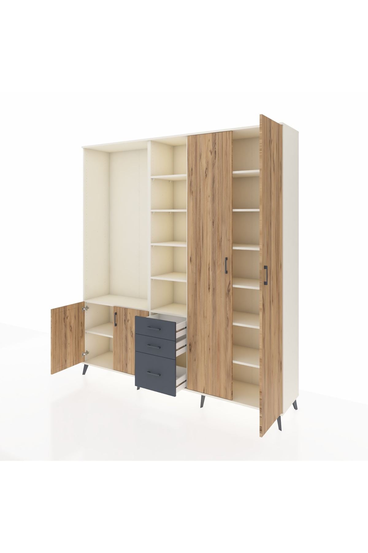 Hyperion Dolap 13 Raflı 3 Çekmeceli 4 Kapaklı 220x44x243 - S553M040V02B