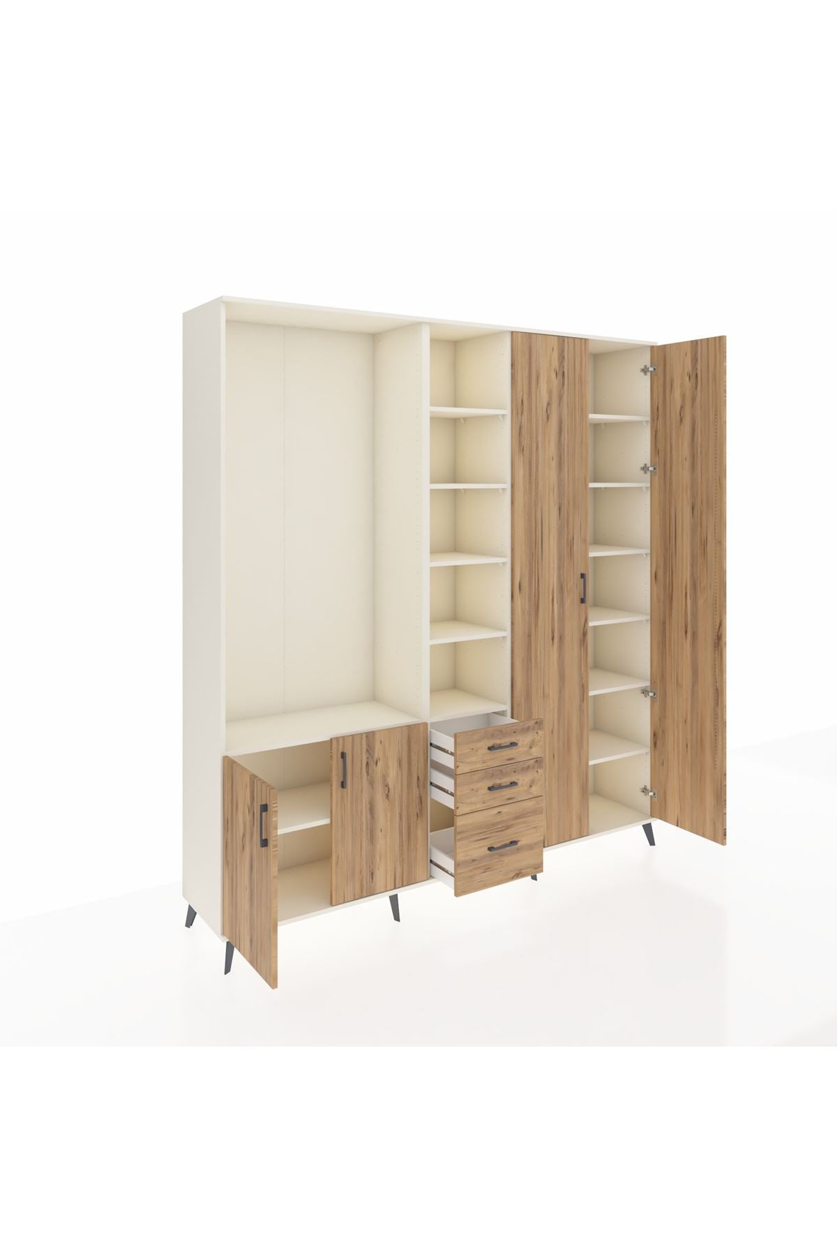 Hyperion Dolap 13 Raflı 3 Çekmeceli 4 Kapaklı 220x44x243 - S553M040V03B