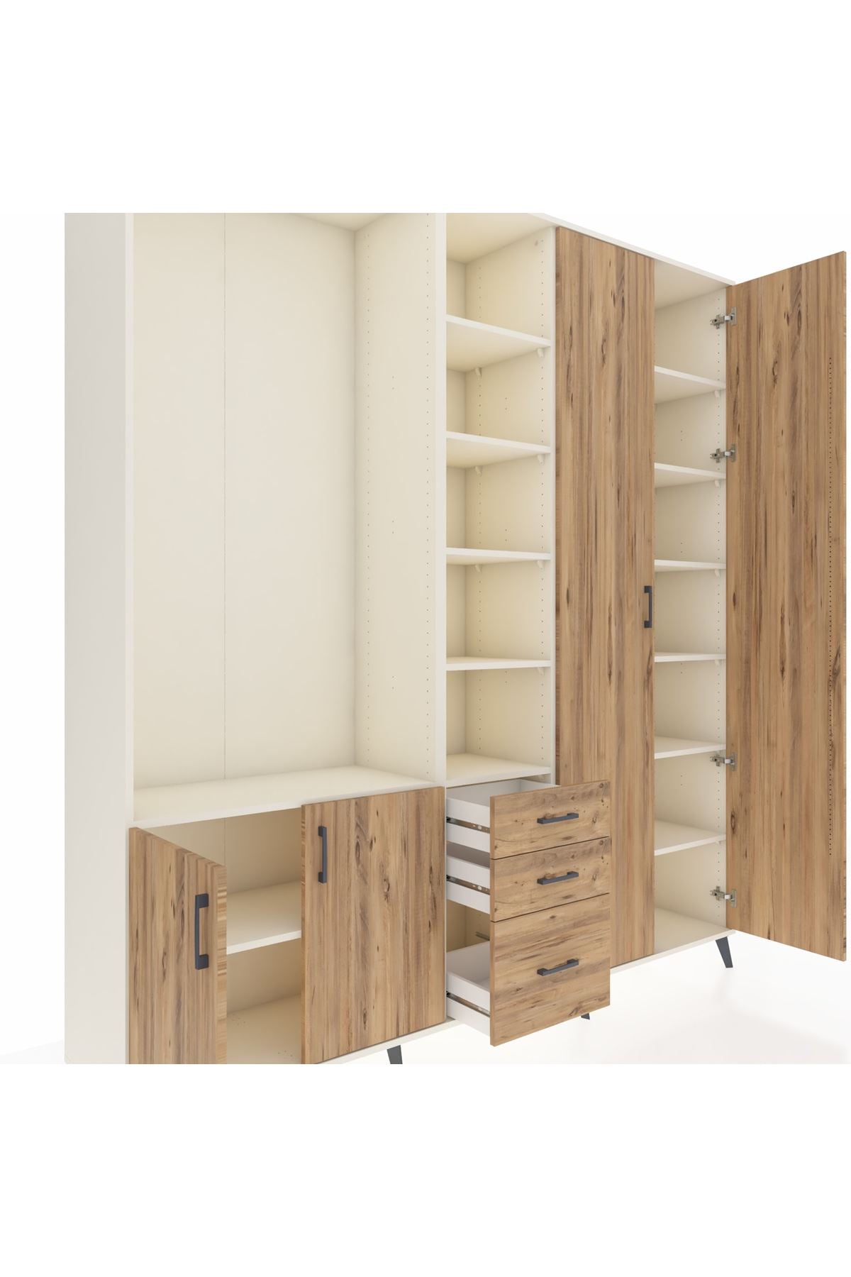 Hyperion Dolap 13 Raflı 3 Çekmeceli 4 Kapaklı 220x44x243 - S553M040V03B