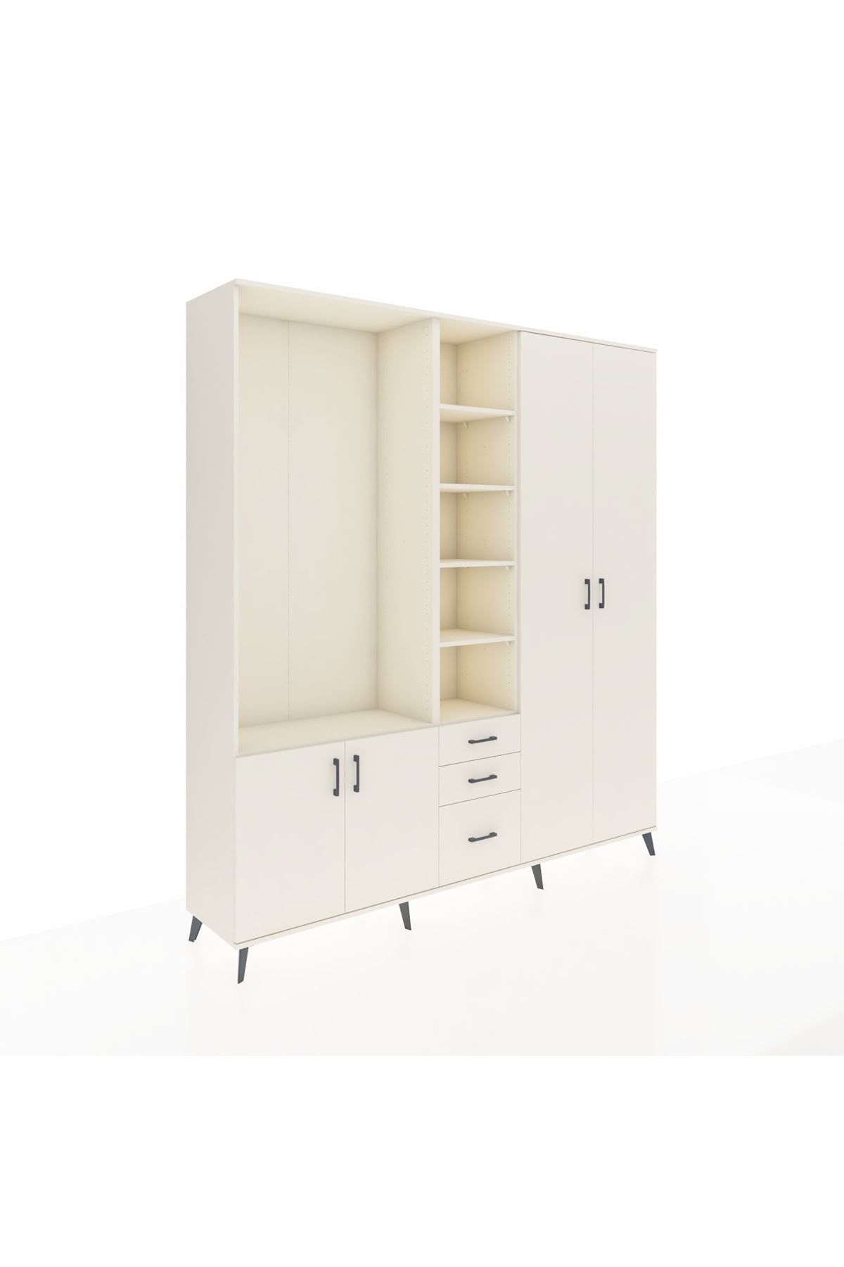 Hyperion Dolap 13 Raflı 3 Çekmeceli 4 Kapaklı 220x44x243 - S553M040V04B