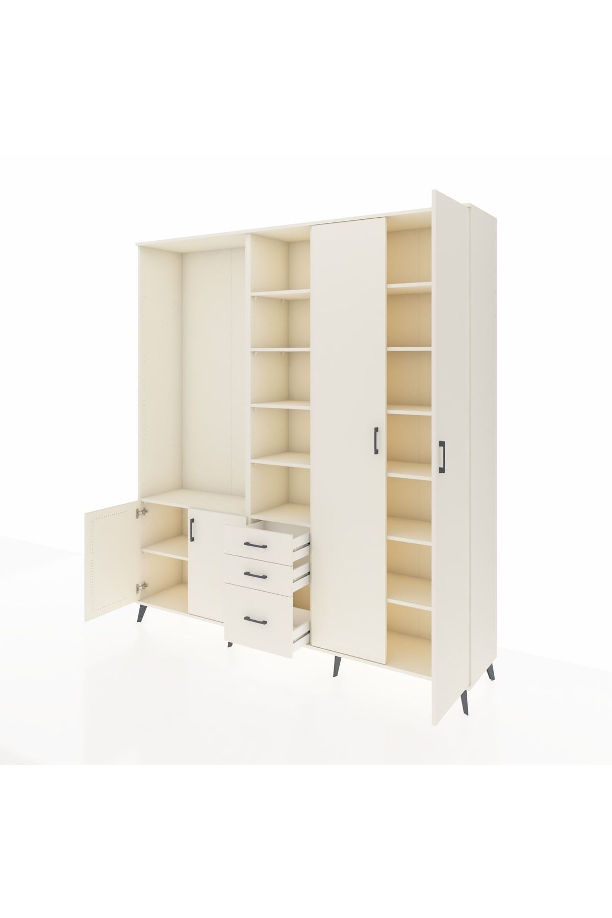 Hyperion Dolap 13 Raflı 3 Çekmeceli 4 Kapaklı 220x44x243 - S553M040V04B