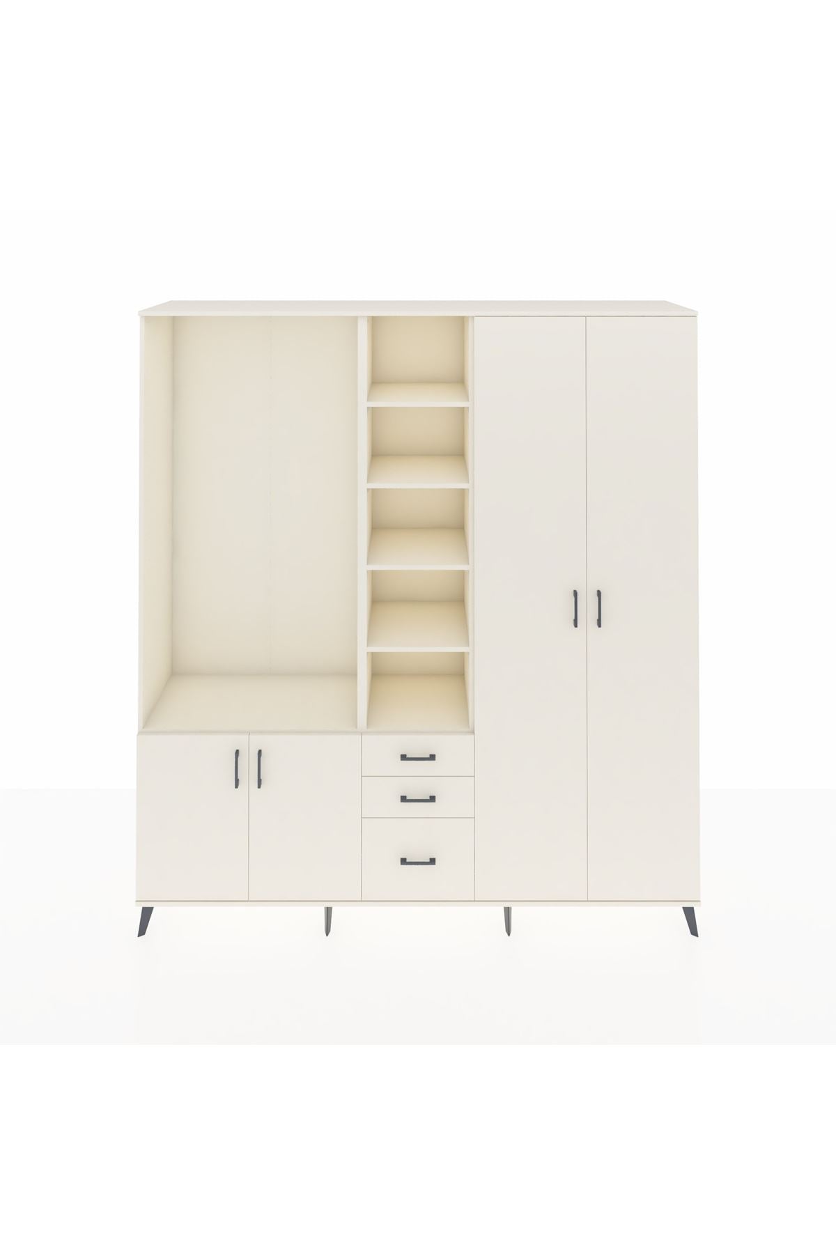 Hyperion Dolap 13 Raflı 3 Çekmeceli 4 Kapaklı 220x44x243 - S553M040V04B