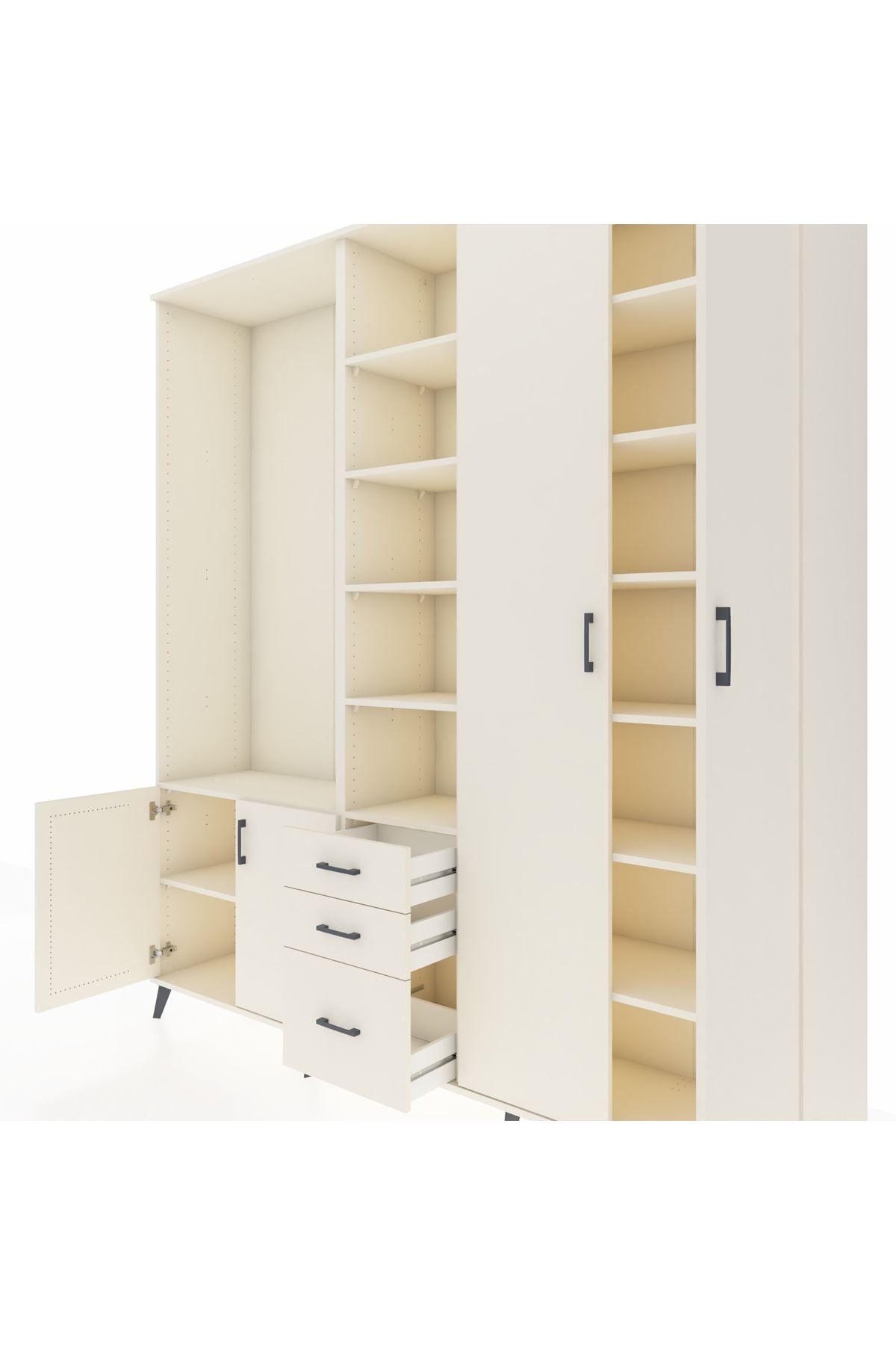 Hyperion Dolap 13 Raflı 3 Çekmeceli 4 Kapaklı 220x44x243 - S553M040V04B