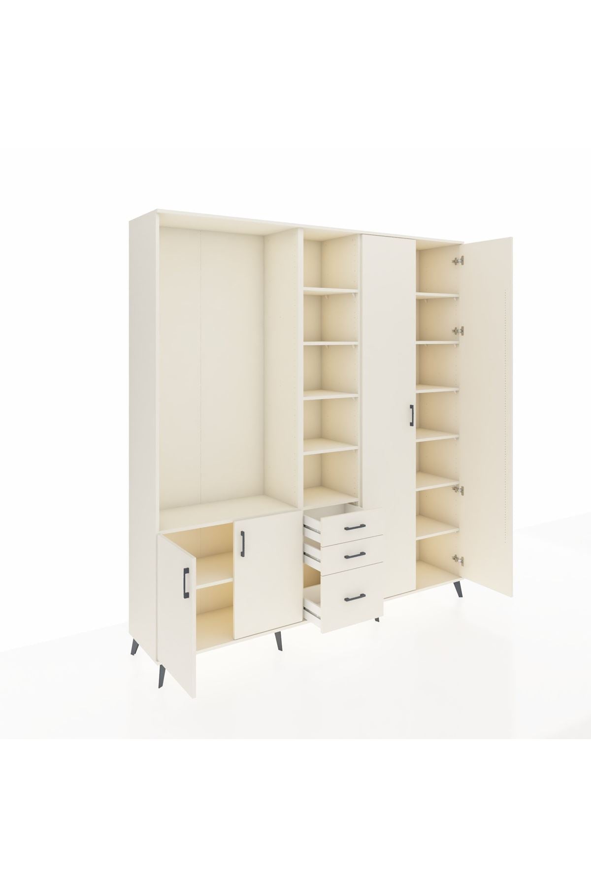 Hyperion Dolap 13 Raflı 3 Çekmeceli 4 Kapaklı 220x44x243 - S553M040V04B