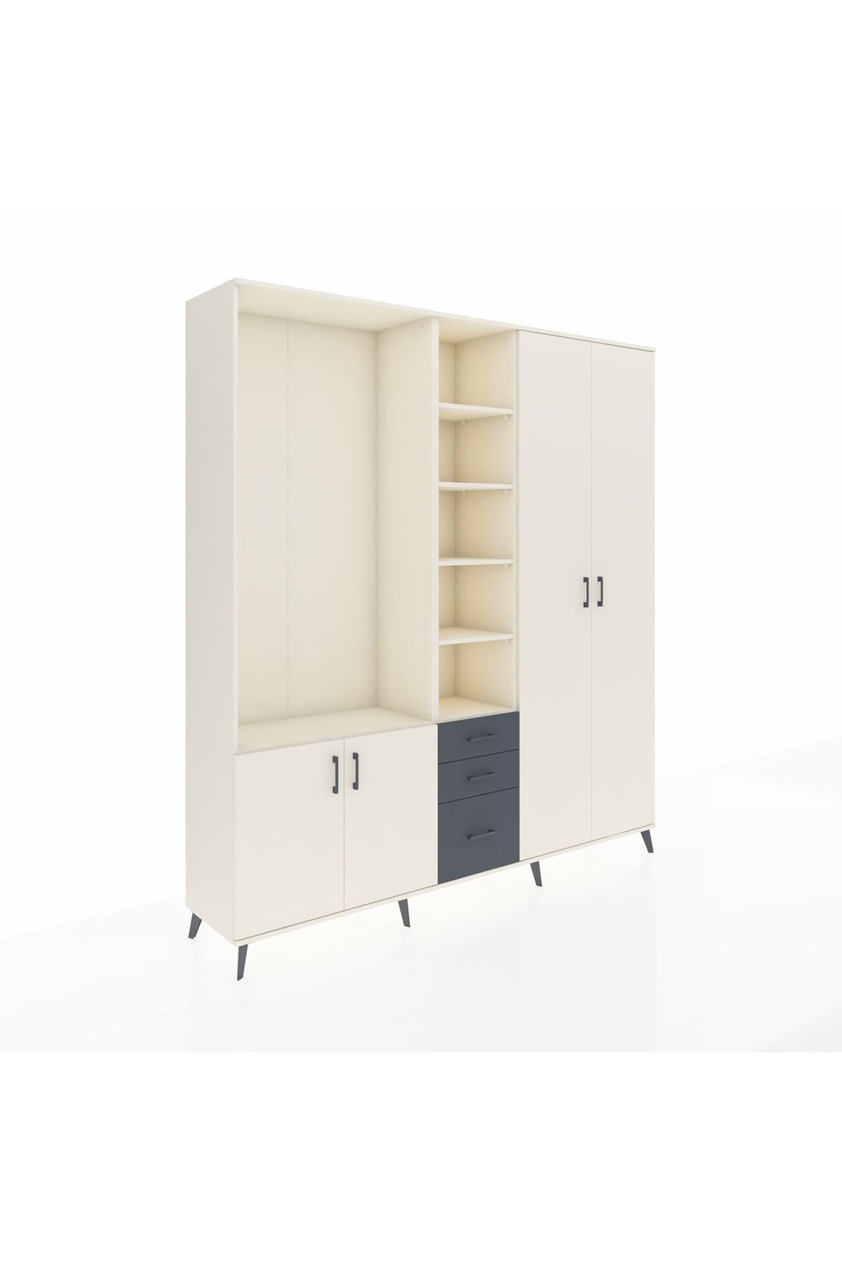 Hyperion Dolap 13 Raflı 3 Çekmeceli 4 Kapaklı 220x44x243 - S553M040V05B