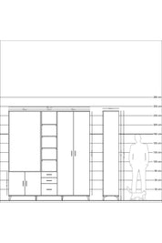 Hyperion Dolap 13 Raflı 3 Çekmeceli 4 Kapaklı 220x44x243 - S553M040V05B