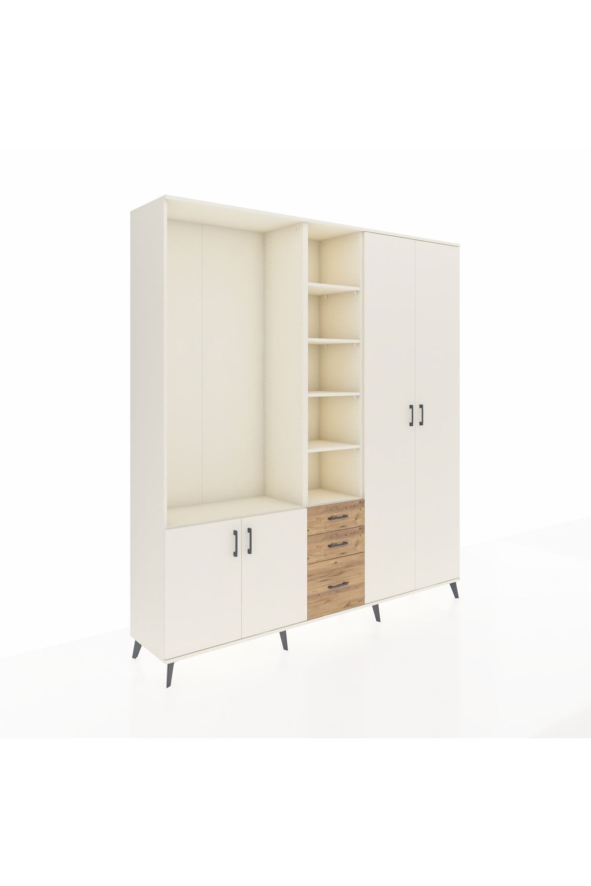 Hyperion Dolap 13 Raflı 3 Çekmeceli 4 Kapaklı 220x44x243 - S553M040V06B