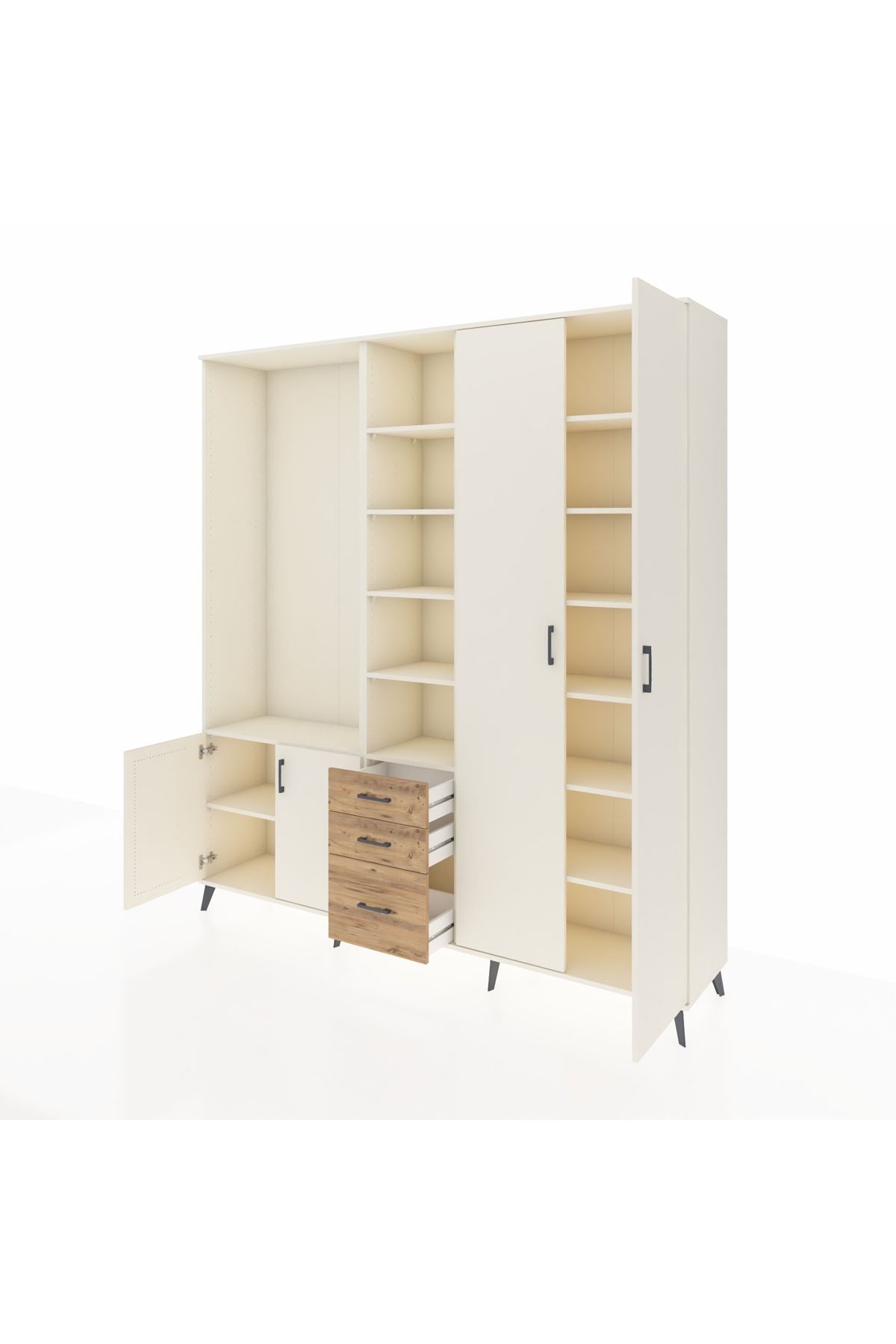 Hyperion Dolap 13 Raflı 3 Çekmeceli 4 Kapaklı 220x44x243 - S553M040V06B