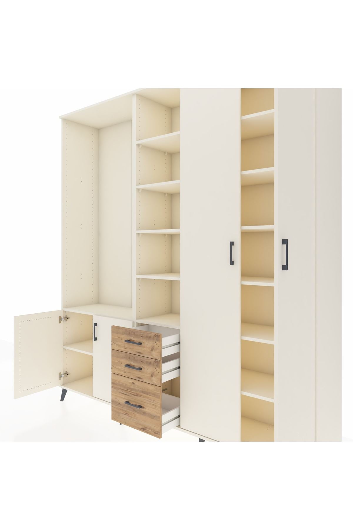 Hyperion Dolap 13 Raflı 3 Çekmeceli 4 Kapaklı 220x44x243 - S553M040V06B