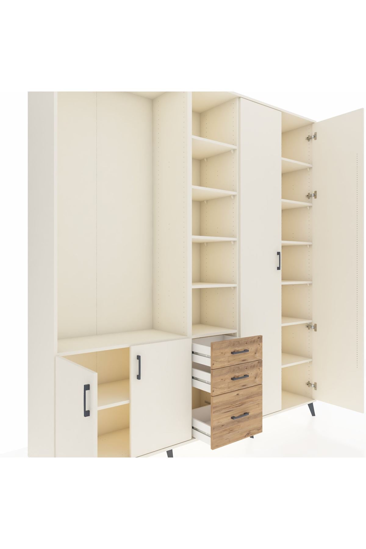 Hyperion Dolap 13 Raflı 3 Çekmeceli 4 Kapaklı 220x44x243 - S553M040V06B