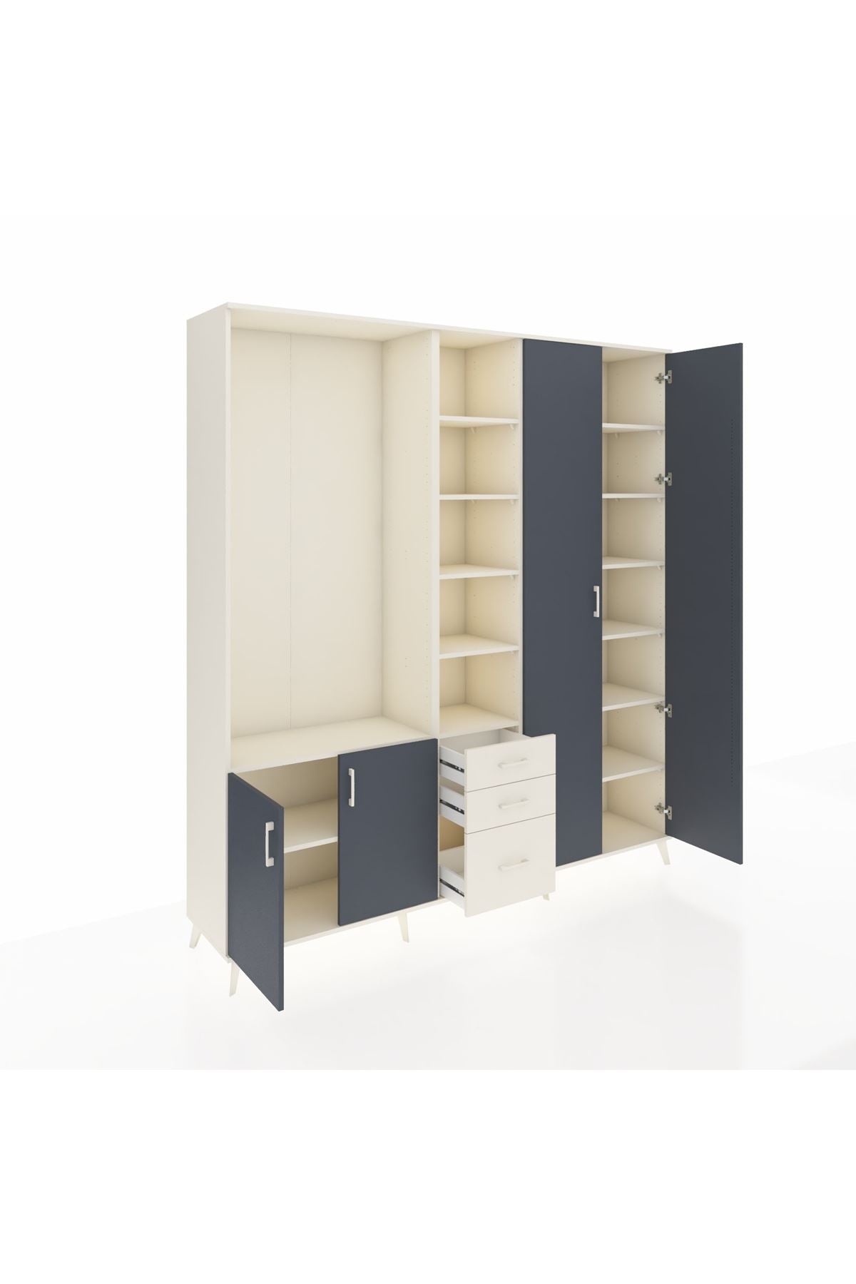 Hyperion Dolap 13 Raflı 3 Çekmeceli 4 Kapaklı 220x44x243 - S553M040V07B