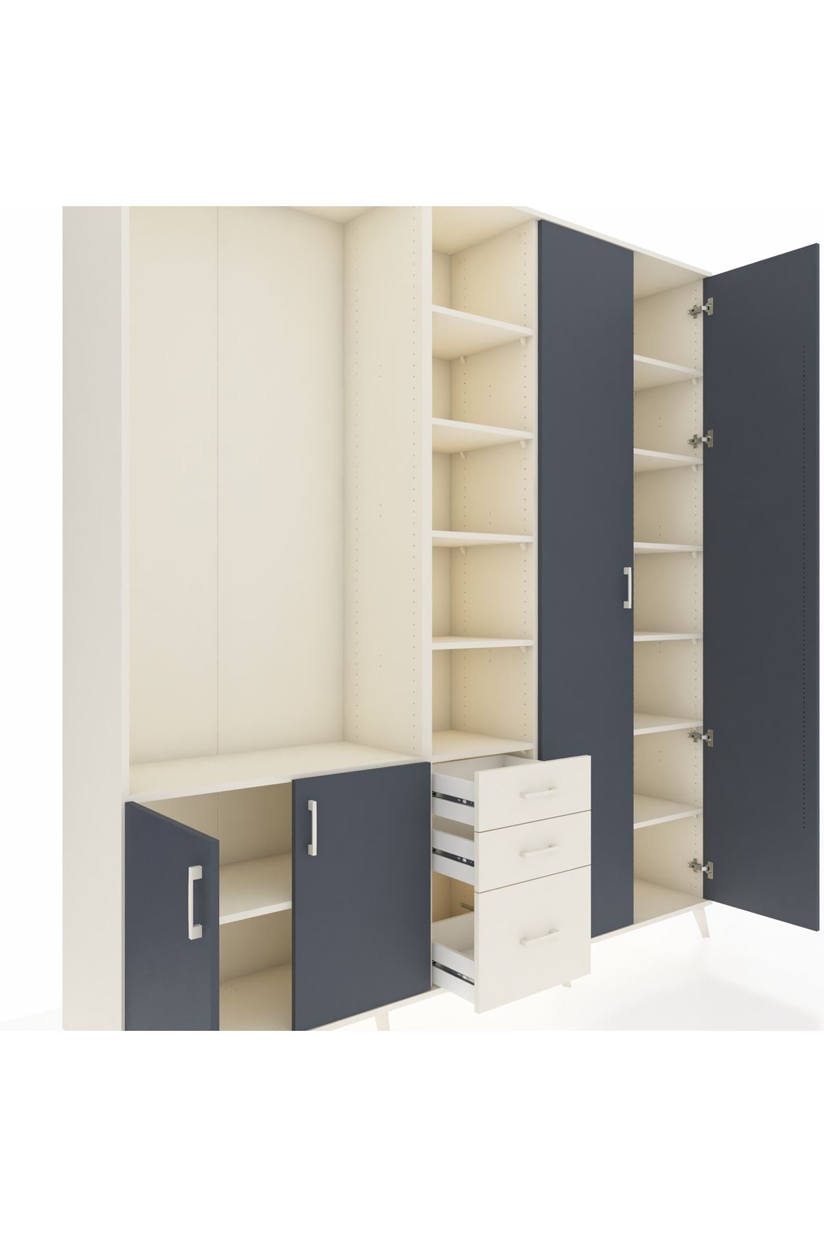 Hyperion Dolap 13 Raflı 3 Çekmeceli 4 Kapaklı 220x44x243 - S553M040V07B