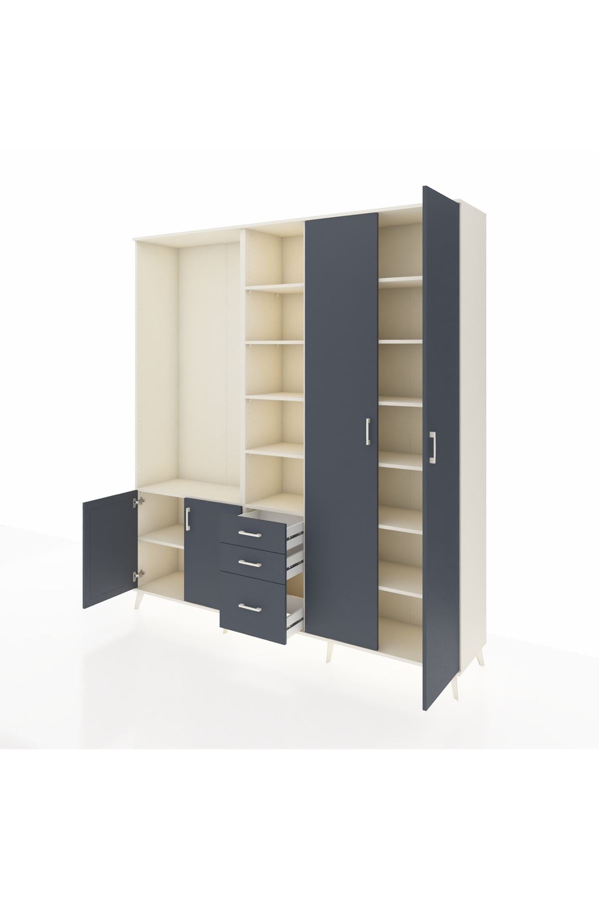 Hyperion Dolap 13 Raflı 3 Çekmeceli 4 Kapaklı 220x44x243 - S553M040V08B