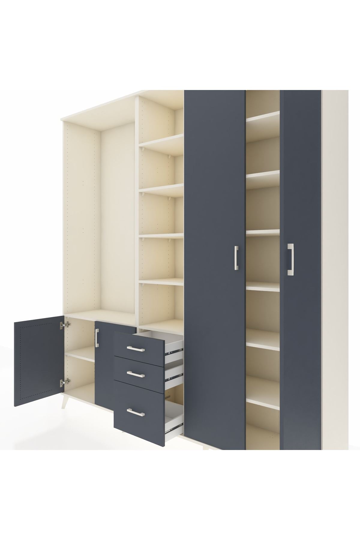 Hyperion Dolap 13 Raflı 3 Çekmeceli 4 Kapaklı 220x44x243 - S553M040V08B