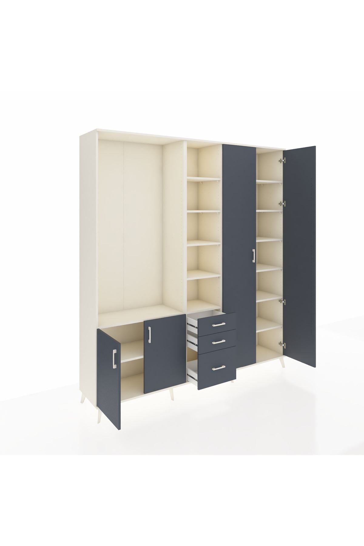 Hyperion Dolap 13 Raflı 3 Çekmeceli 4 Kapaklı 220x44x243 - S553M040V08B