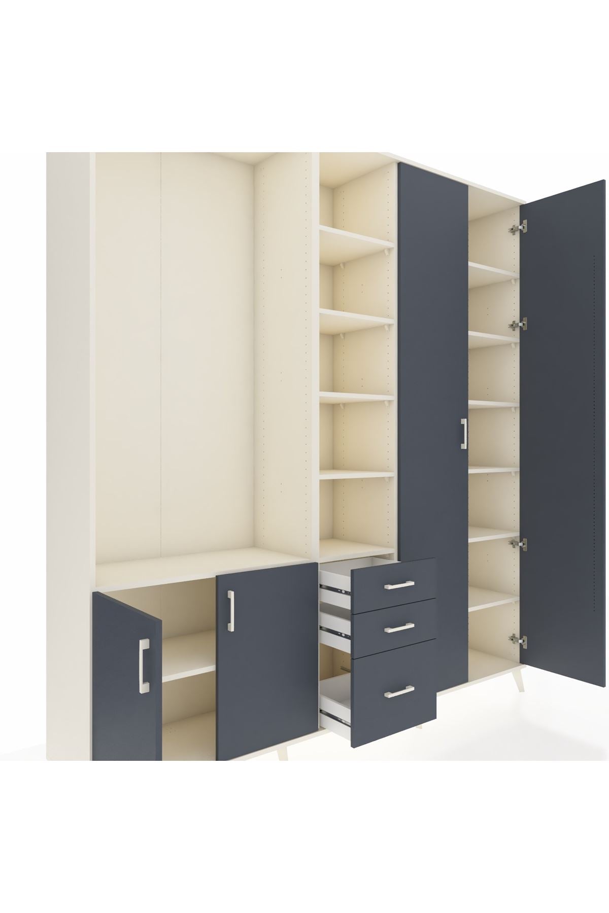 Hyperion Dolap 13 Raflı 3 Çekmeceli 4 Kapaklı 220x44x243 - S553M040V08B