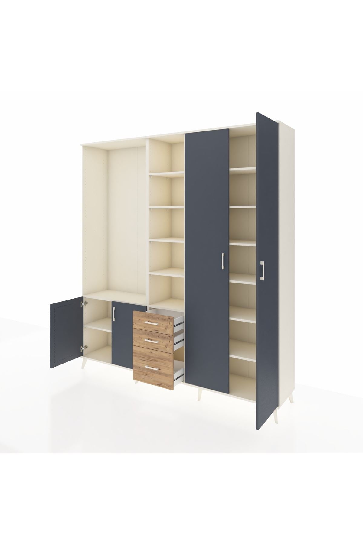 Hyperion Dolap 13 Raflı 3 Çekmeceli 4 Kapaklı 220x44x243 - S553M040V09B