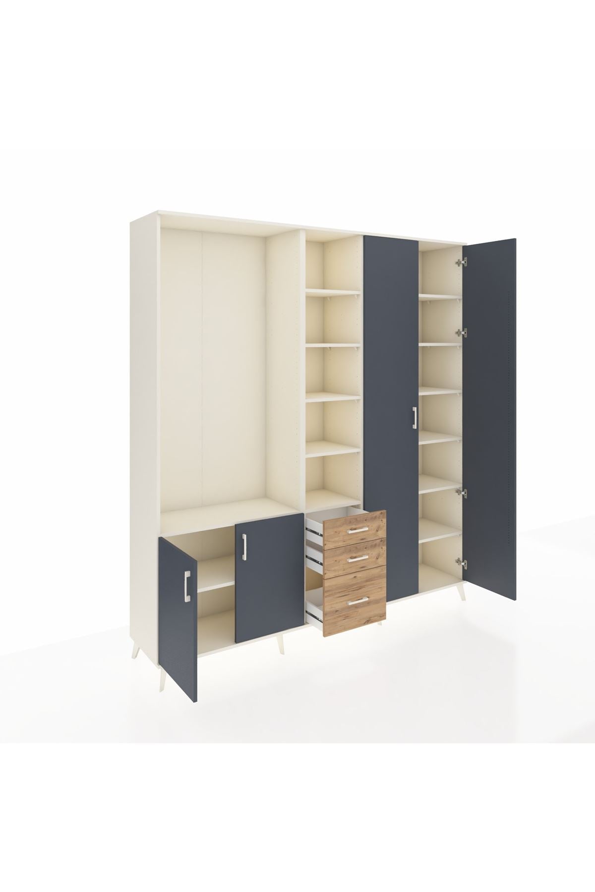 Hyperion Dolap 13 Raflı 3 Çekmeceli 4 Kapaklı 220x44x243 - S553M040V09B