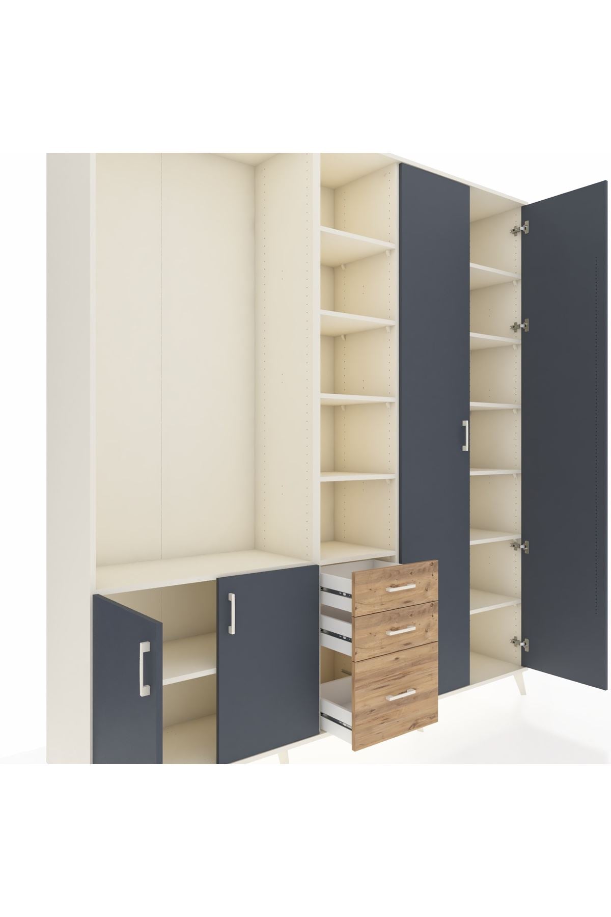 Hyperion Dolap 13 Raflı 3 Çekmeceli 4 Kapaklı 220x44x243 - S553M040V09B