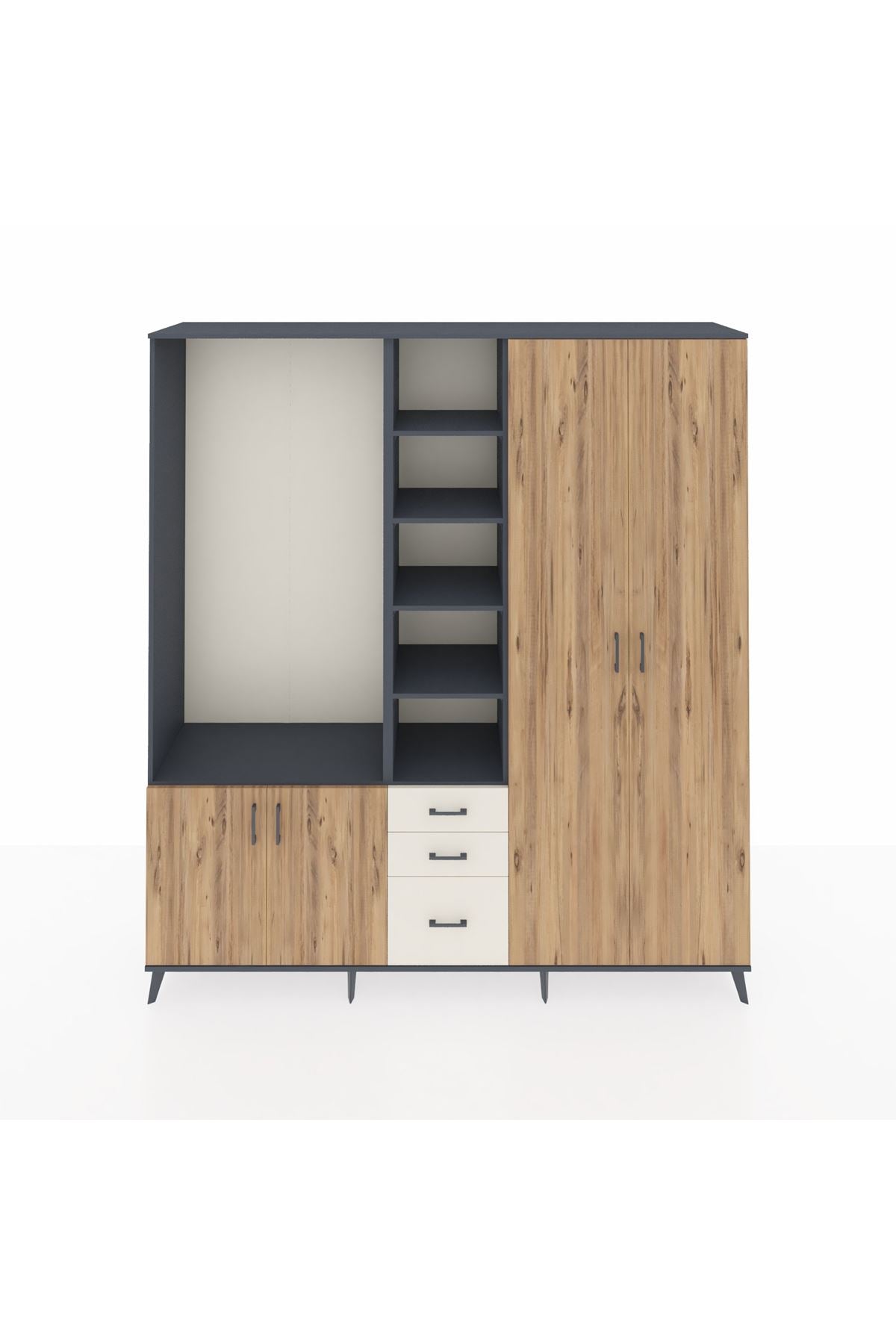 Hyperion Dolap 13 Raflı 3 Çekmeceli 4 Kapaklı 220x44x243 - S553M040V10B