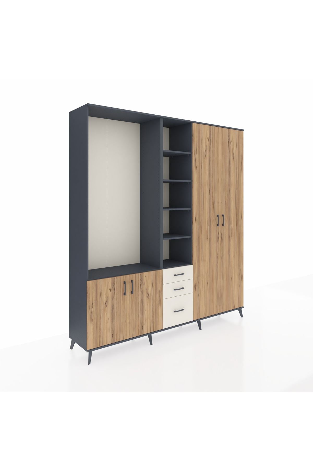 Hyperion Dolap 13 Raflı 3 Çekmeceli 4 Kapaklı 220x44x243 - S553M040V10B