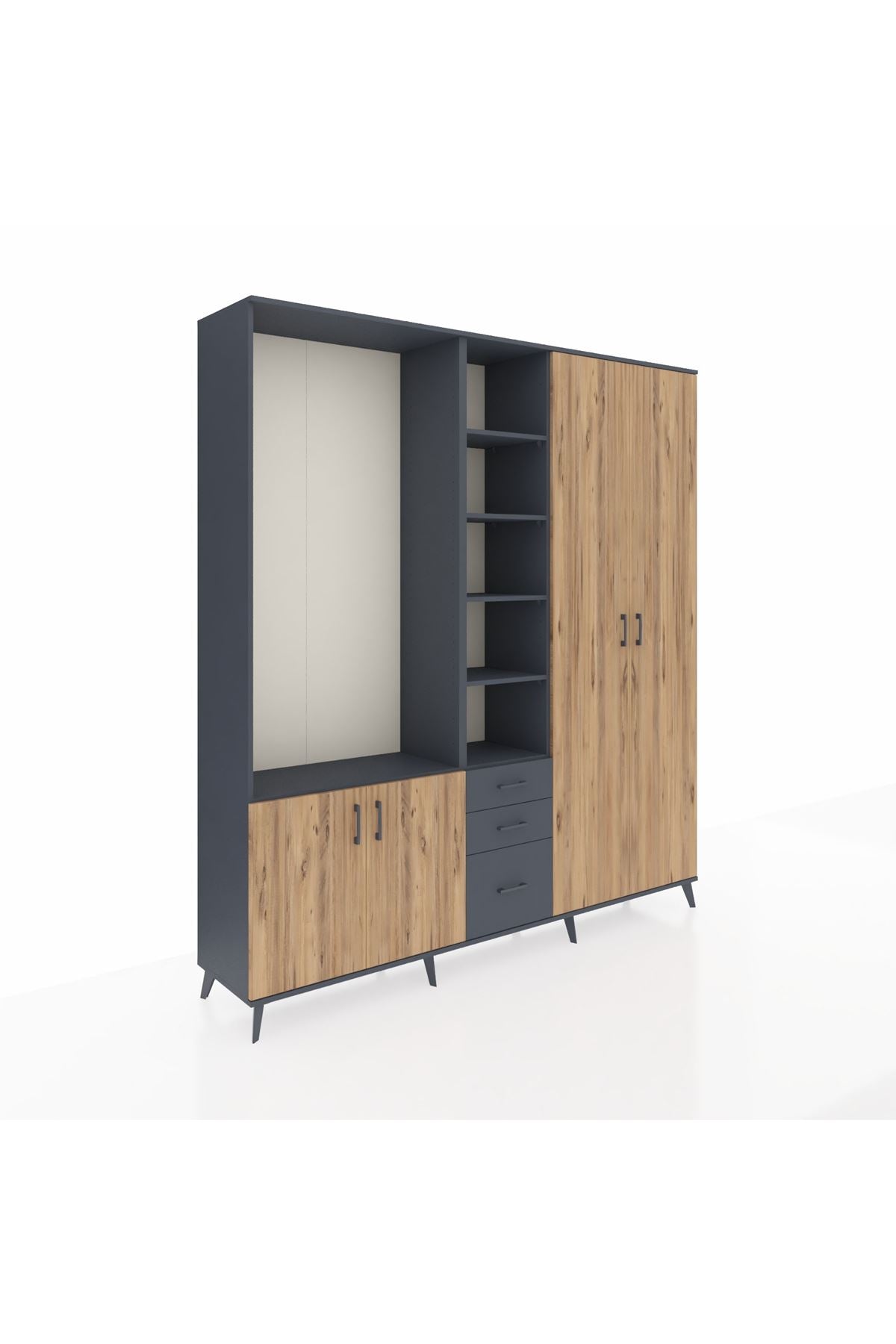 Hyperion Dolap 13 Raflı 3 Çekmeceli 4 Kapaklı 220x44x243 - S553M040V11B