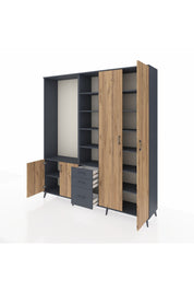 Hyperion Dolap 13 Raflı 3 Çekmeceli 4 Kapaklı 220x44x243 - S553M040V11B