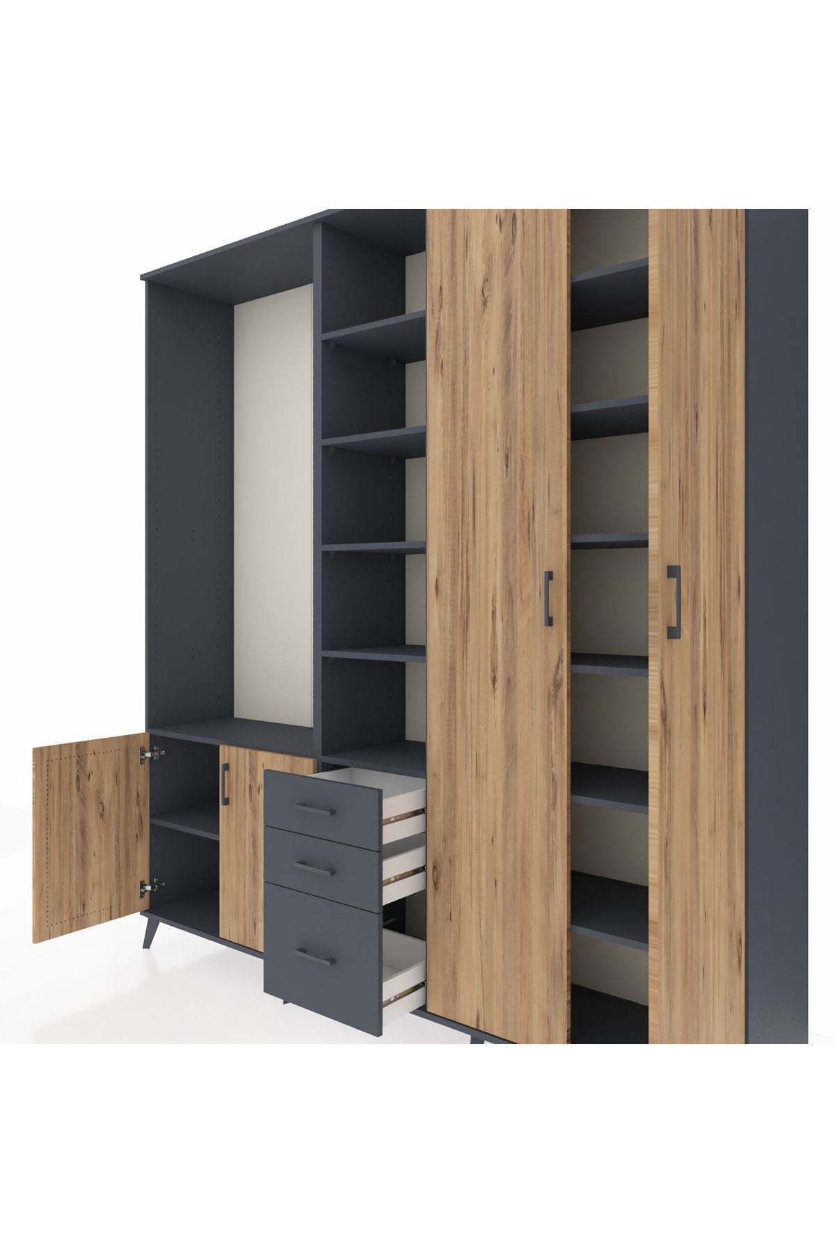 Hyperion Dolap 13 Raflı 3 Çekmeceli 4 Kapaklı 220x44x243 - S553M040V11B