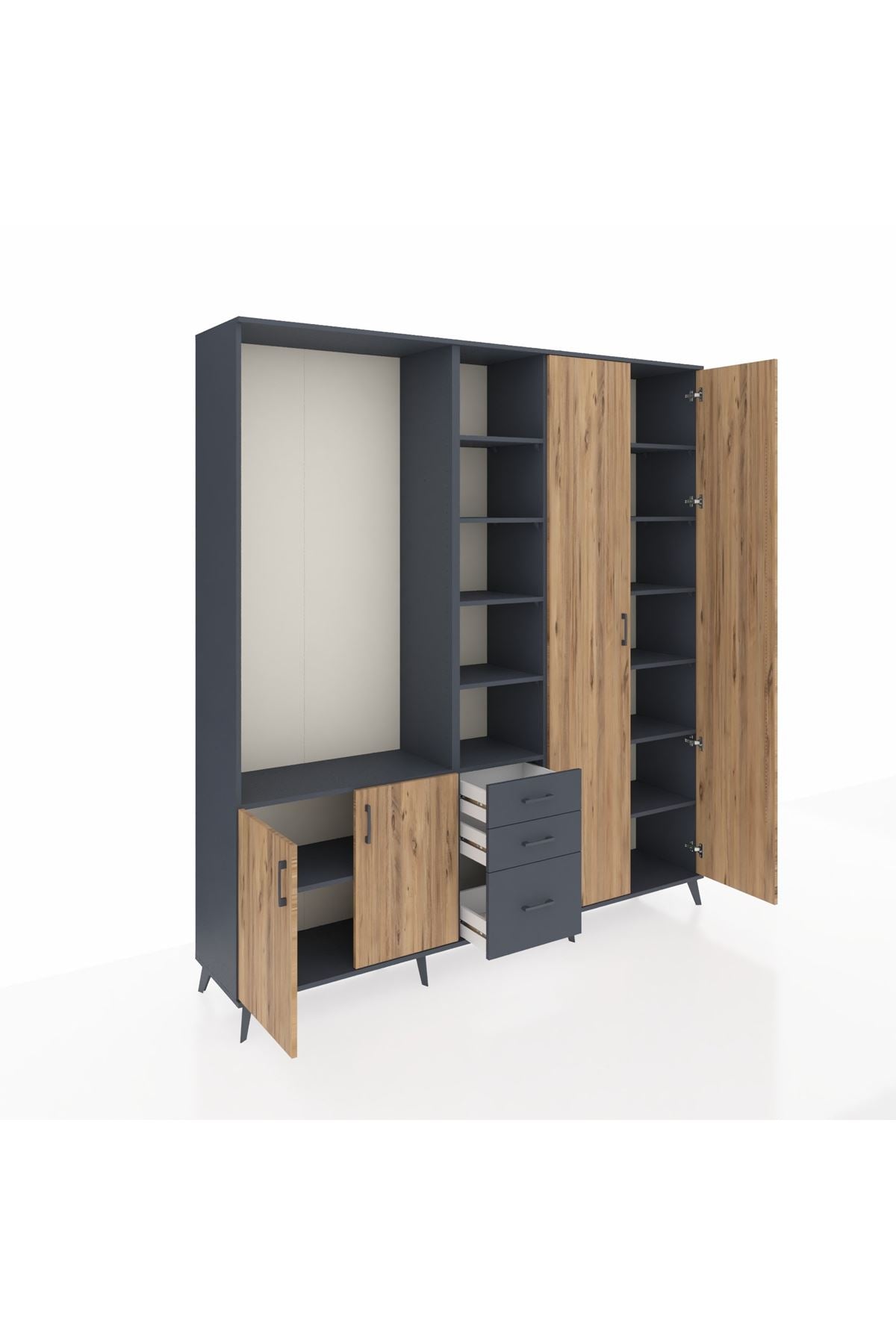 Hyperion Dolap 13 Raflı 3 Çekmeceli 4 Kapaklı 220x44x243 - S553M040V11B