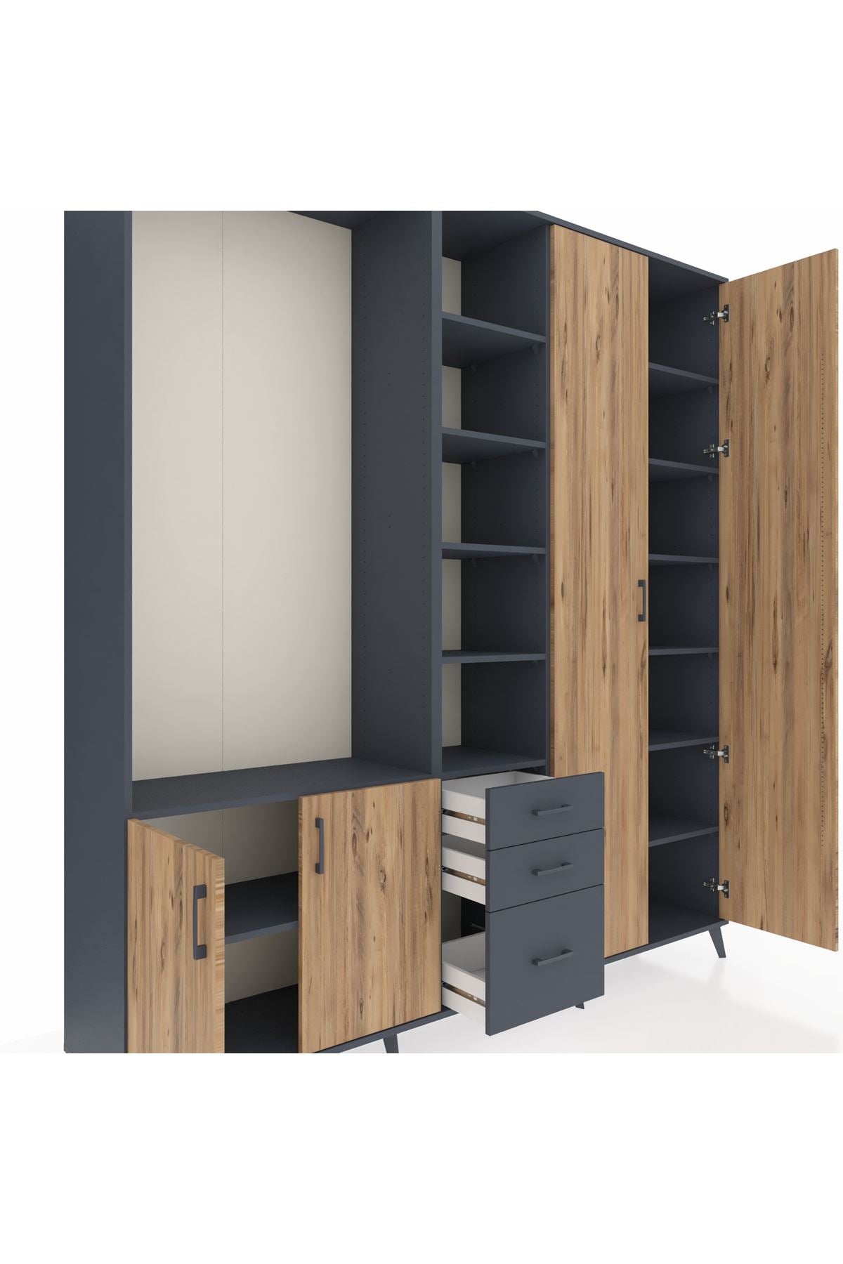 Hyperion Dolap 13 Raflı 3 Çekmeceli 4 Kapaklı 220x44x243 - S553M040V11B