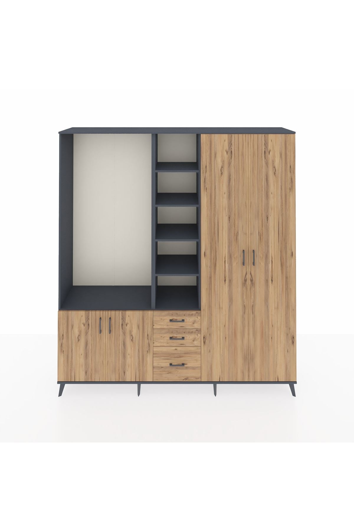 Hyperion Dolap 13 Raflı 3 Çekmeceli 4 Kapaklı 220x44x243 - S553M040V12B