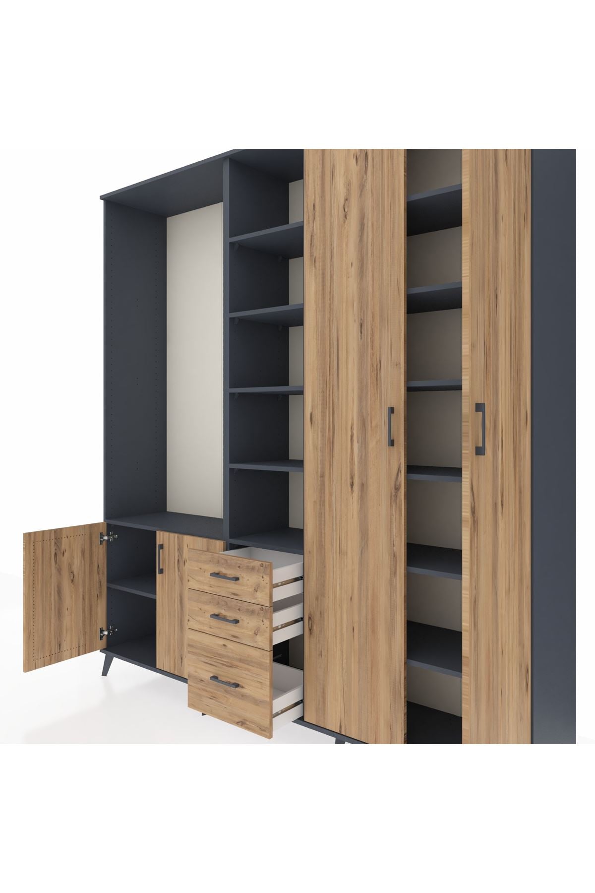 Hyperion Dolap 13 Raflı 3 Çekmeceli 4 Kapaklı 220x44x243 - S553M040V12B