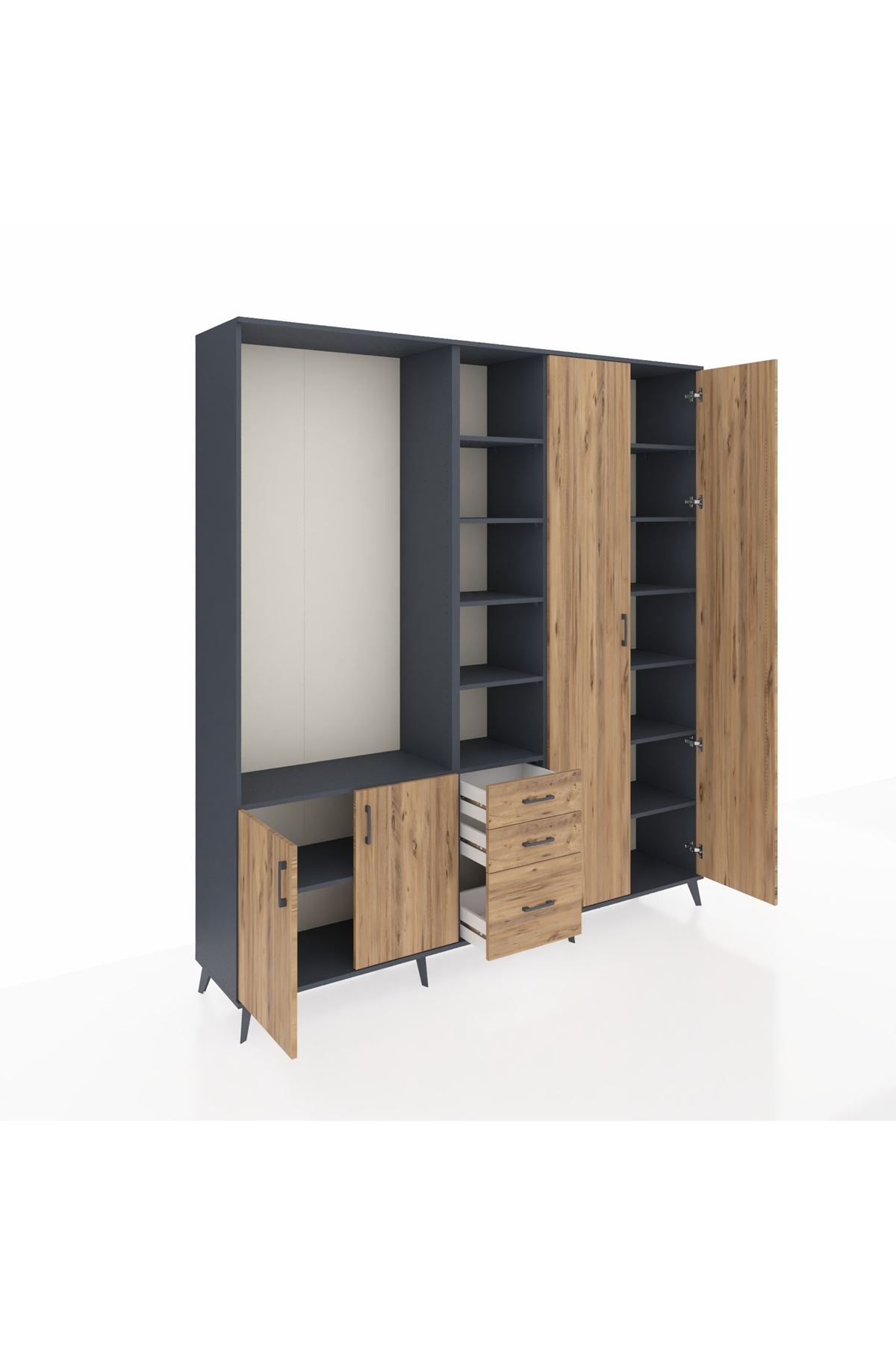 Hyperion Dolap 13 Raflı 3 Çekmeceli 4 Kapaklı 220x44x243 - S553M040V12B