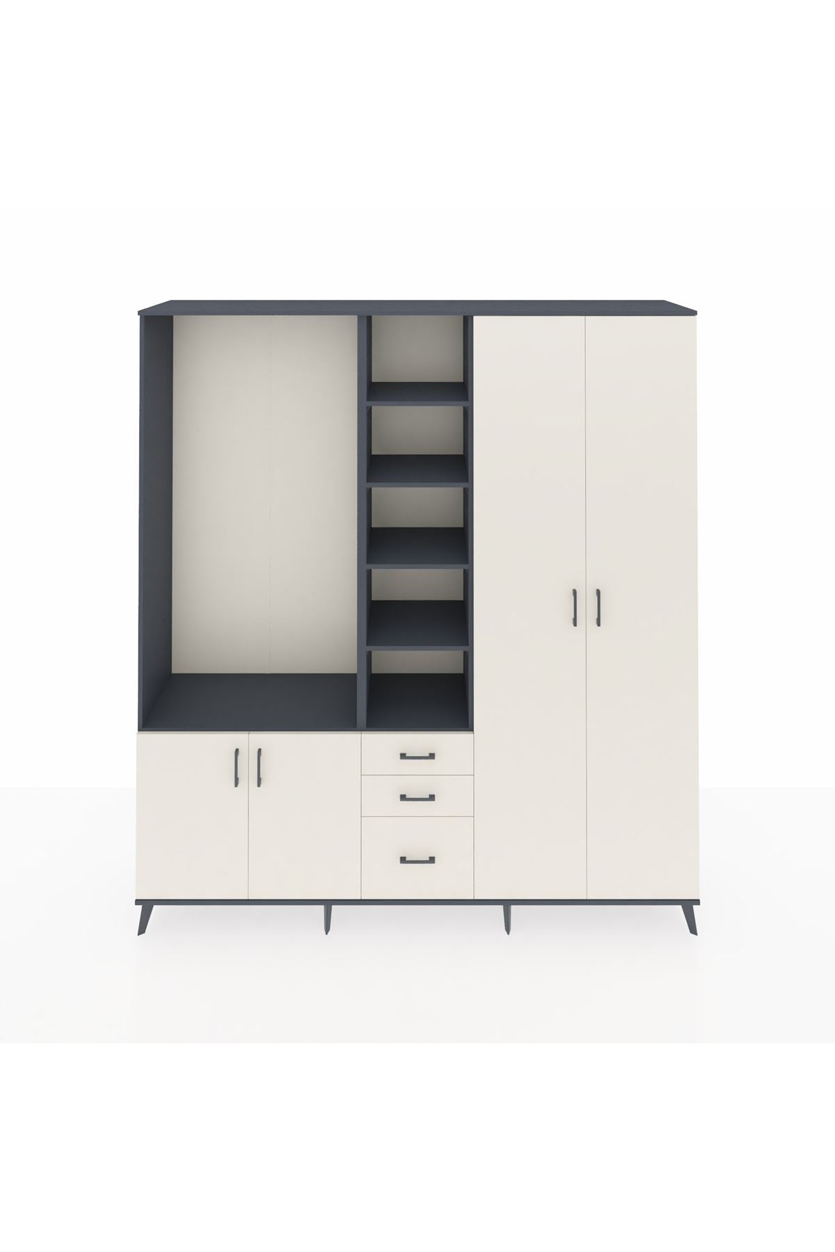 Hyperion Dolap 13 Raflı 3 Çekmeceli 4 Kapaklı 220x44x243 - S553M040V13B