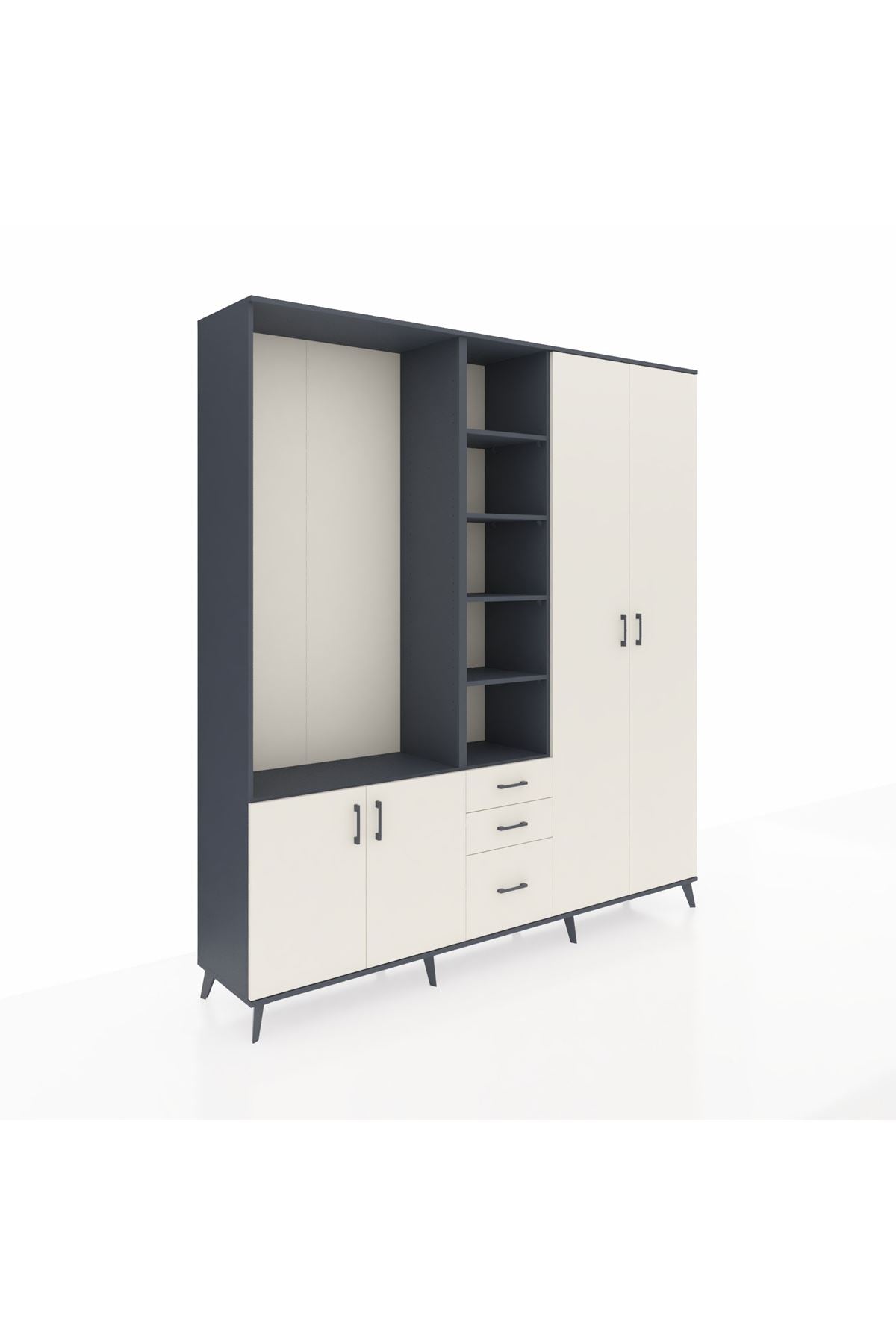 Hyperion Dolap 13 Raflı 3 Çekmeceli 4 Kapaklı 220x44x243 - S553M040V13B