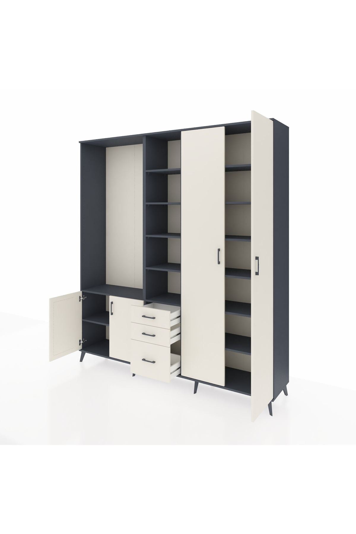 Hyperion Dolap 13 Raflı 3 Çekmeceli 4 Kapaklı 220x44x243 - S553M040V13B