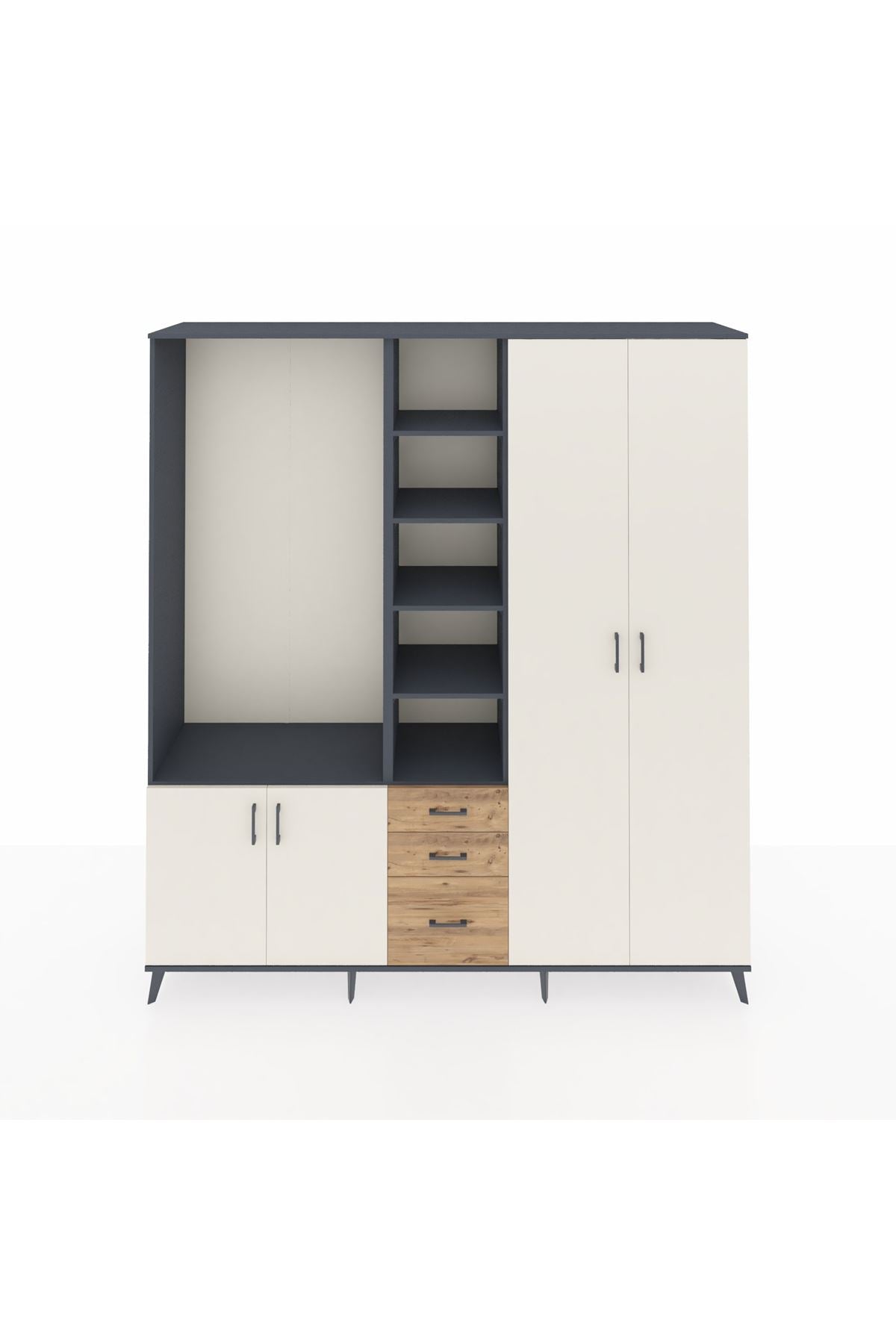 Hyperion Dolap 13 Raflı 3 Çekmeceli 4 Kapaklı 220x44x243 - S553M040V15B