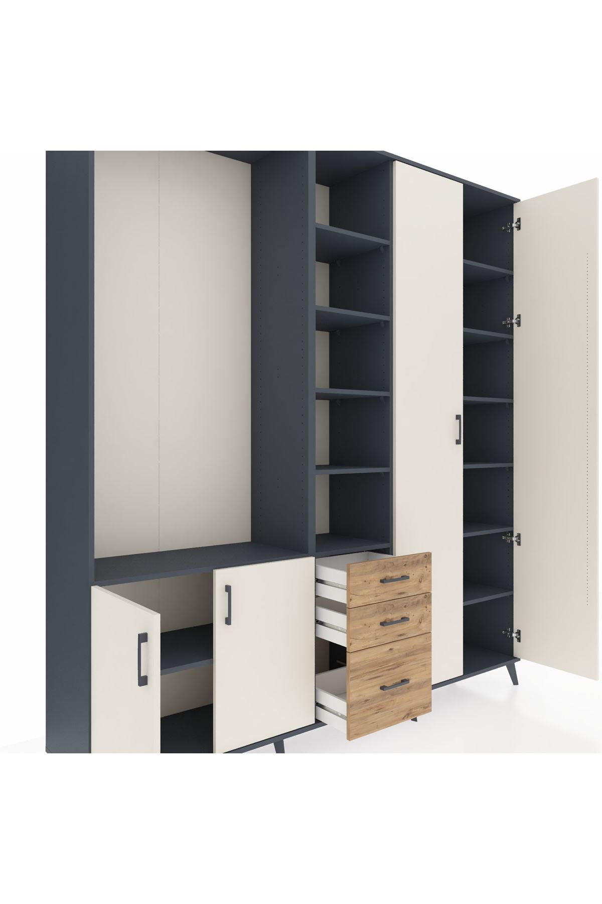 Hyperion Dolap 13 Raflı 3 Çekmeceli 4 Kapaklı 220x44x243 - S553M040V15B