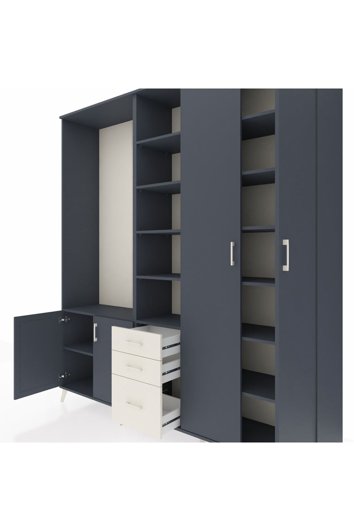 Hyperion Dolap 13 Raflı 3 Çekmeceli 4 Kapaklı 220x44x243 - S553M040V16B