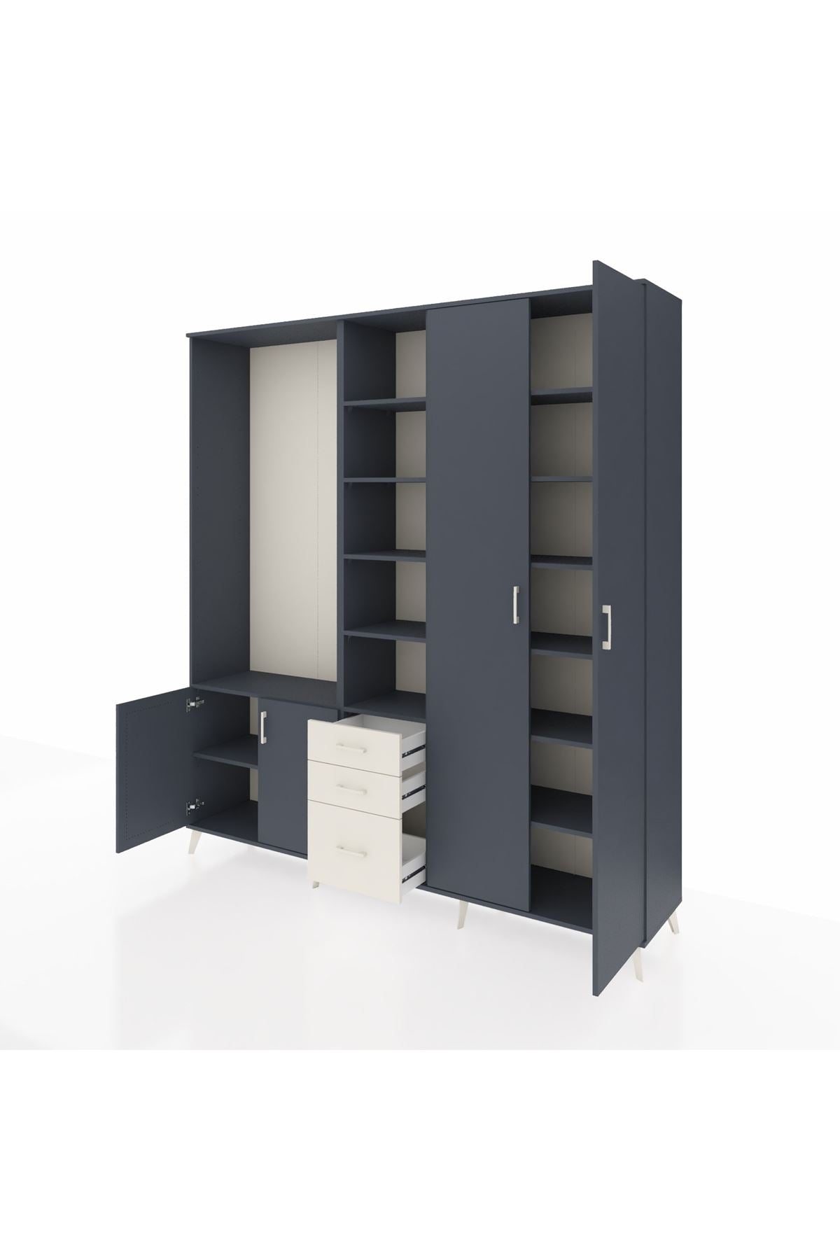 Hyperion Dolap 13 Raflı 3 Çekmeceli 4 Kapaklı 220x44x243 - S553M040V16B