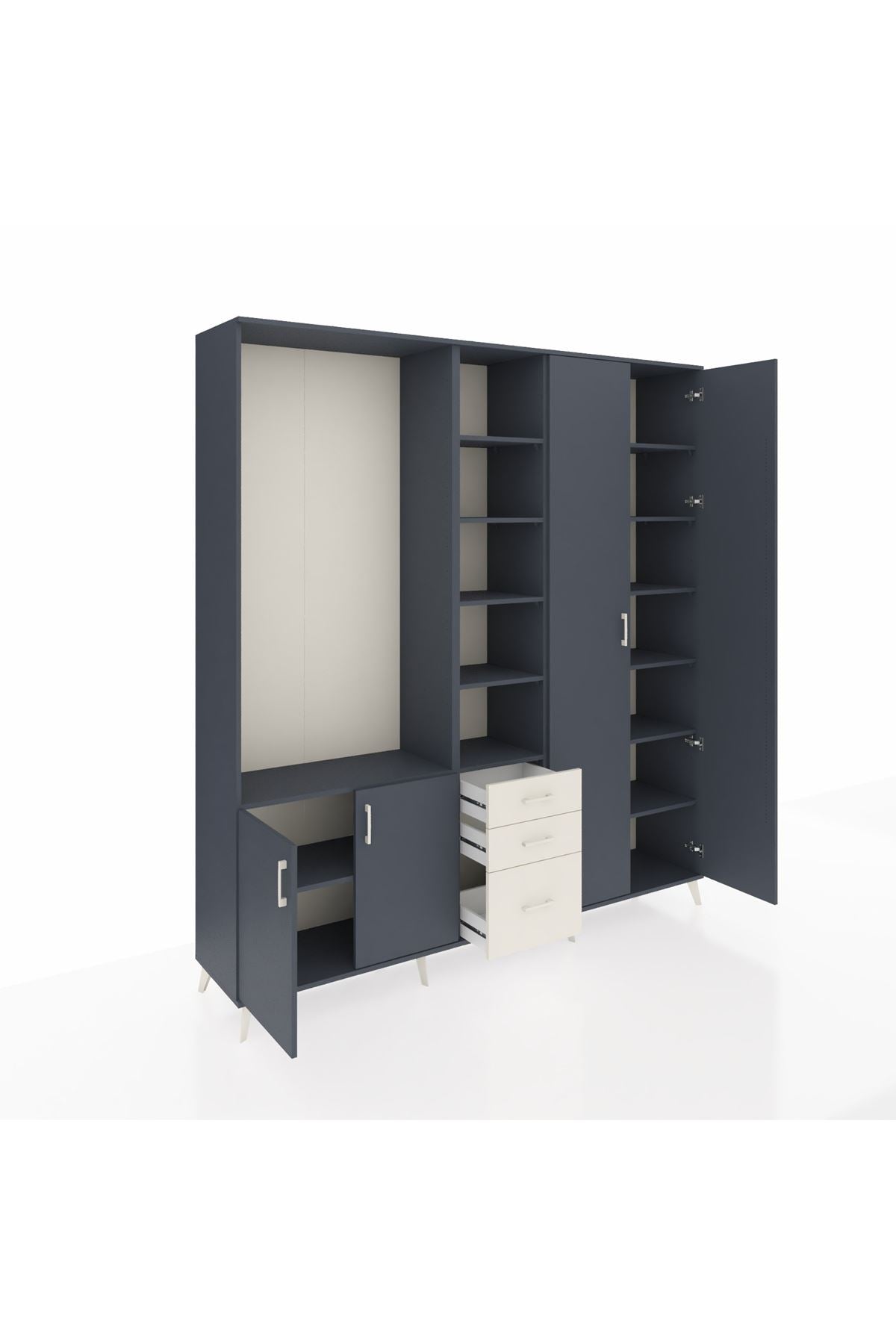 Hyperion Dolap 13 Raflı 3 Çekmeceli 4 Kapaklı 220x44x243 - S553M040V16B