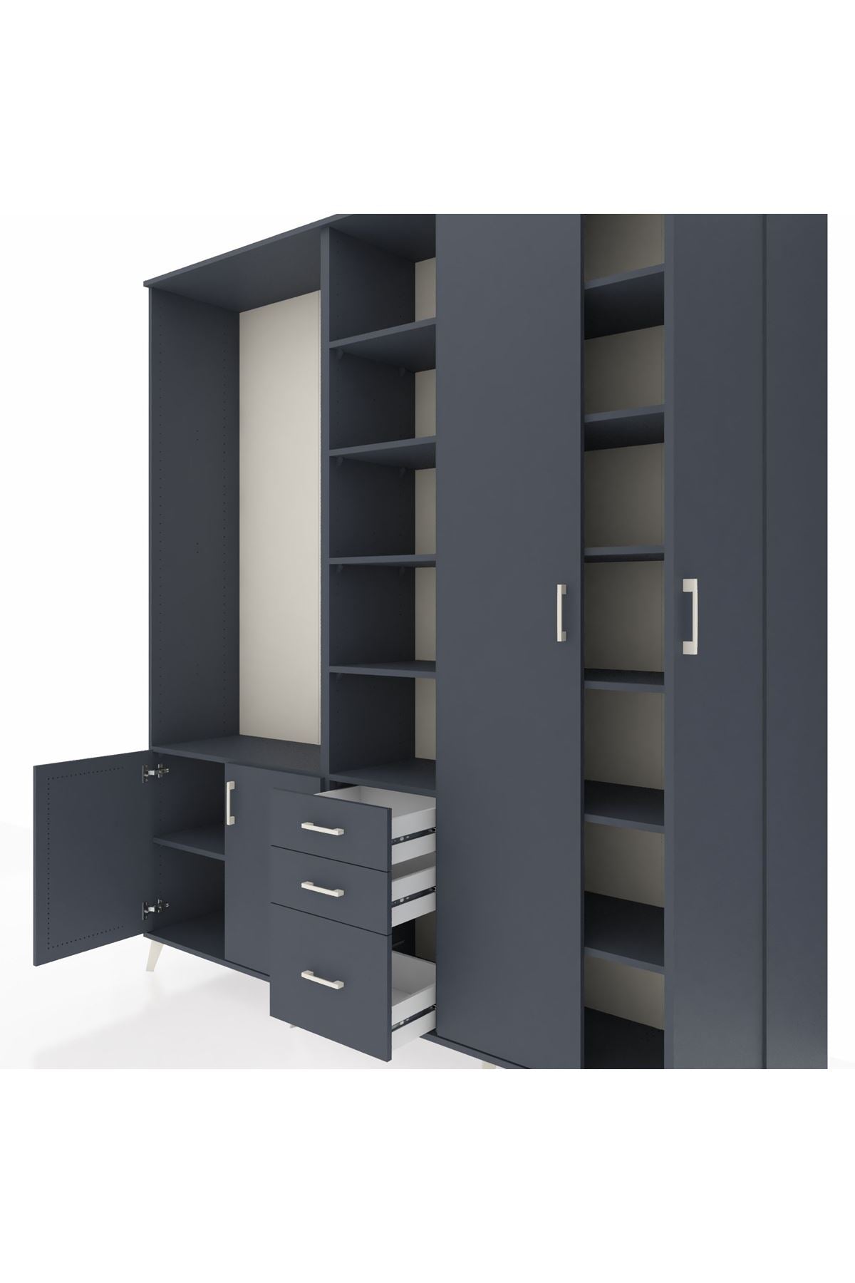 Hyperion Dolap 13 Raflı 3 Çekmeceli 4 Kapaklı 220x44x243 - S553M040V17B