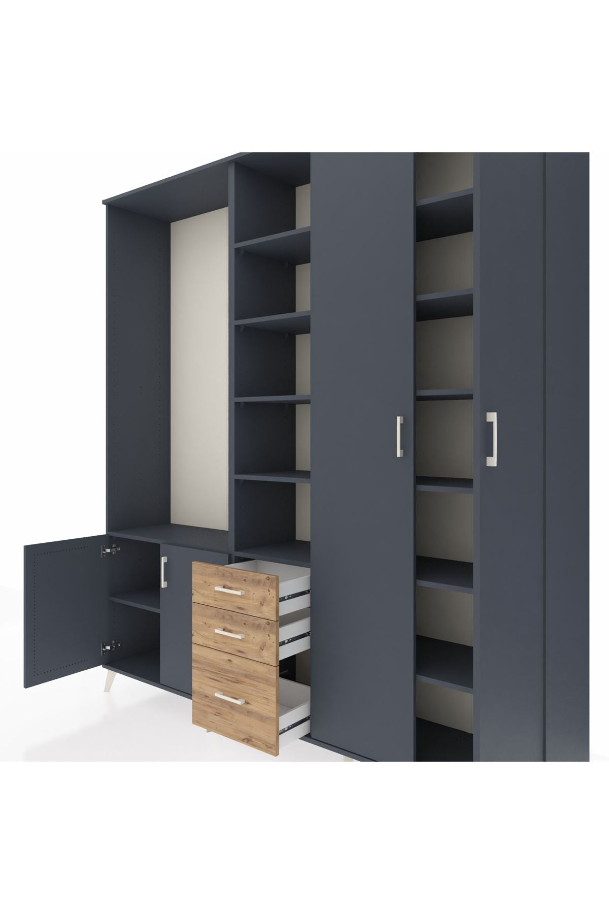 Hyperion Dolap 13 Raflı 3 Çekmeceli 4 Kapaklı 220x44x243 - S553M040V18B