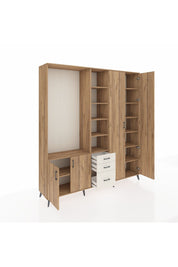 Hyperion Dolap 13 Raflı 3 Çekmeceli 4 Kapaklı 220x44x243 - S553M040V19B